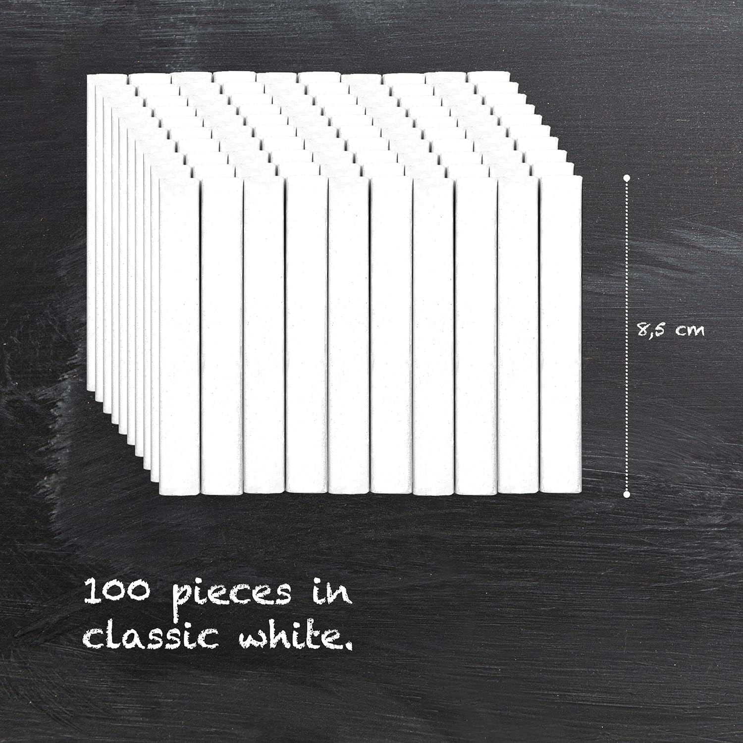 Westcott White Chalk - 100 Count Value Pack | Low Dust | Washable | 1.2cm Diameter 5