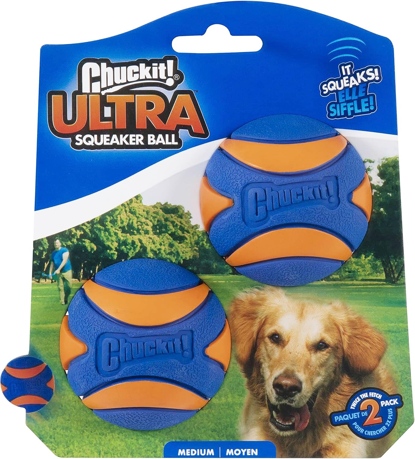 Chuckit! Ultra Squeaker Ball - Durable Natural Rubber Fetch Toy for Dogs | Medium Size 1