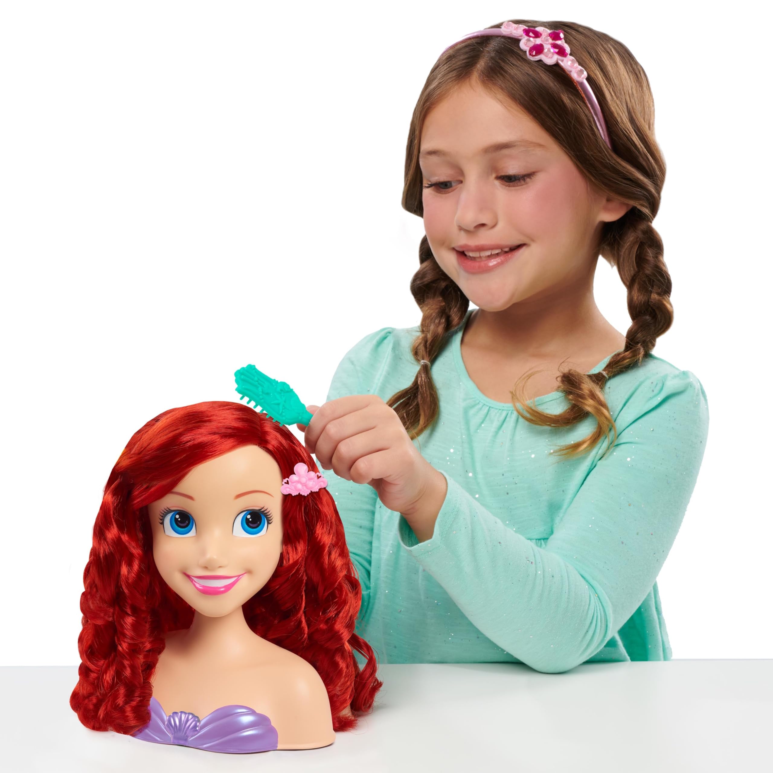 Just Play Disney Princess Ariel Hairdressing Head with Accessories - 7 Pieces | Ages 3+