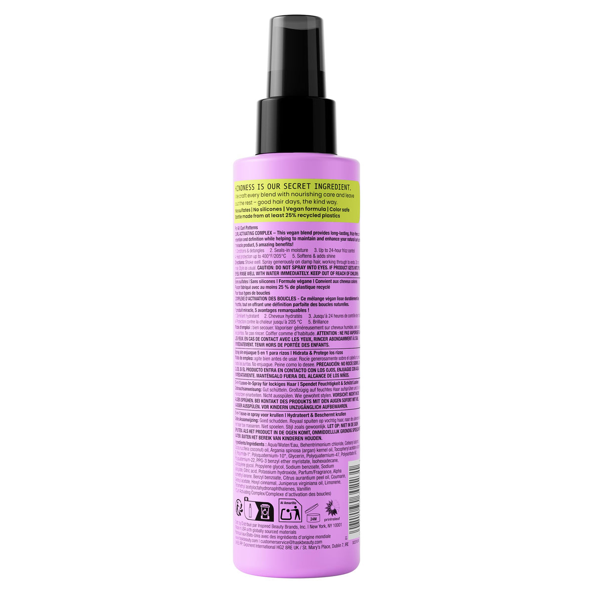 HASK Curl Care 5-in-1 Leave-In Spray - Detangles, Controls Frizz, Seals Moisture, Protects, Adds Shine | 175ml