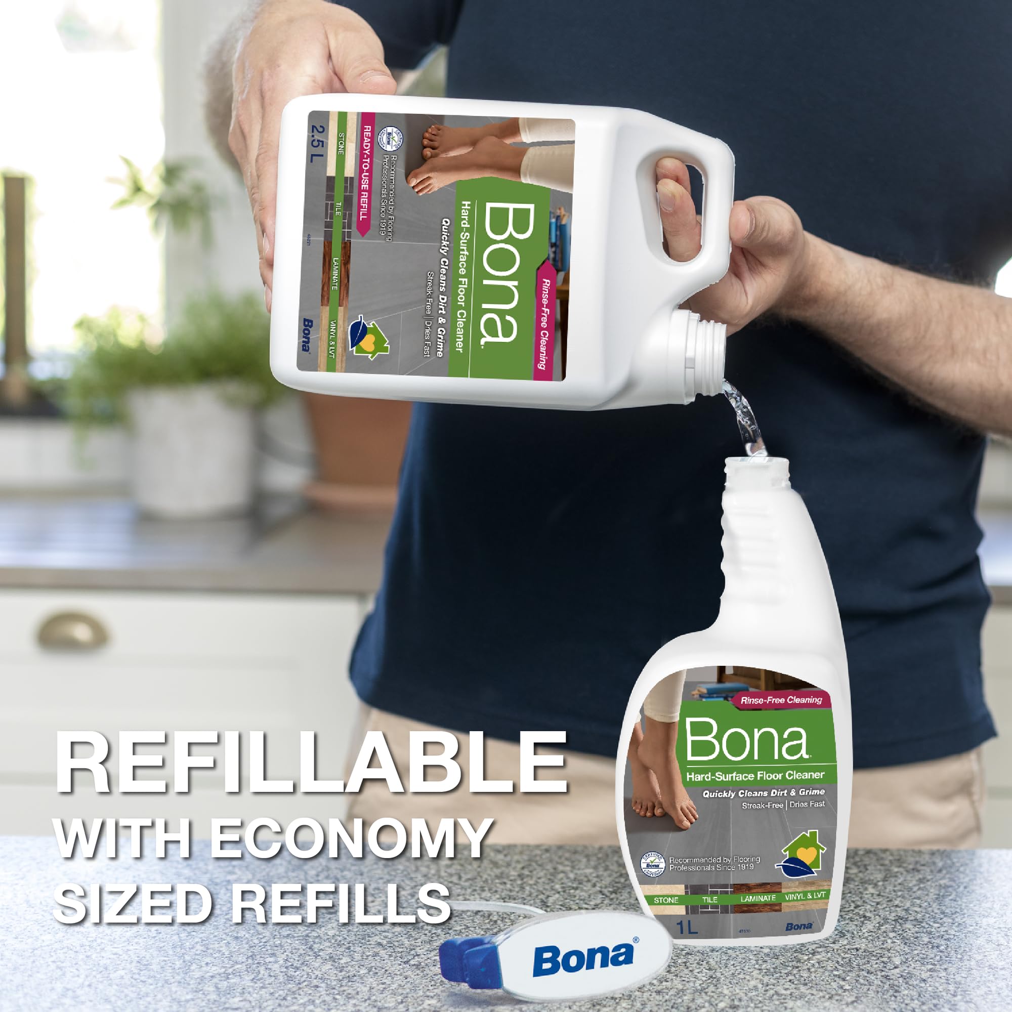 Bona Hard Surface Floor Cleaner Liquid for Stone, Tile, Laminate, LVT | 1L | Unscented 4