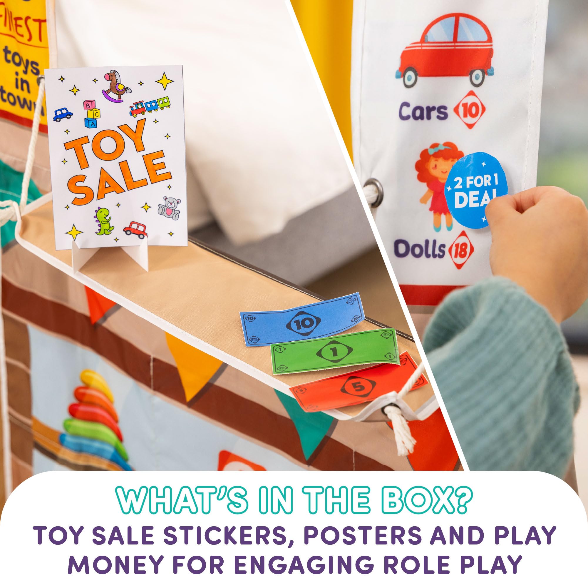 Playhouse Pop Up Play Town Hanging Doorway Toy Shop with Curtain 10