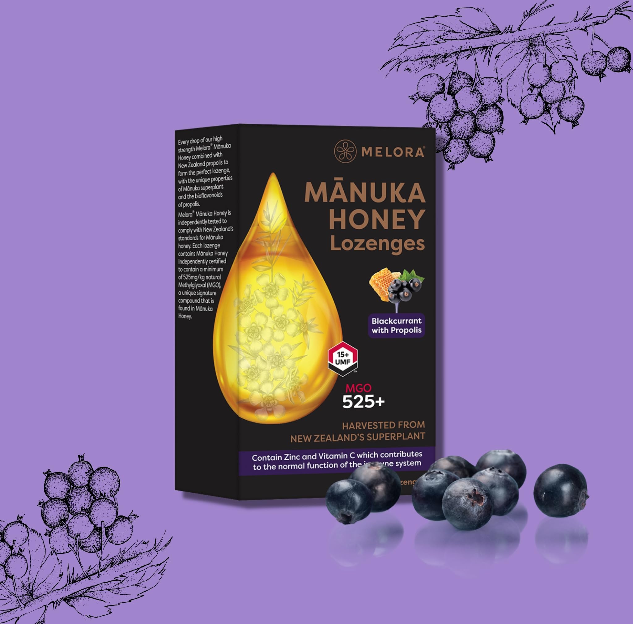 Melora Manuka Honey Lozenges - 525+ MGO, UMF 15 with Propolis | 12 Count 2
