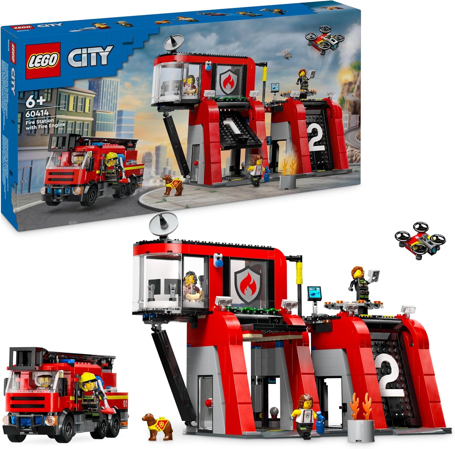 LEGO City Fire Station Playset with Fire Engine & Minifigures - 6+ Years 1
