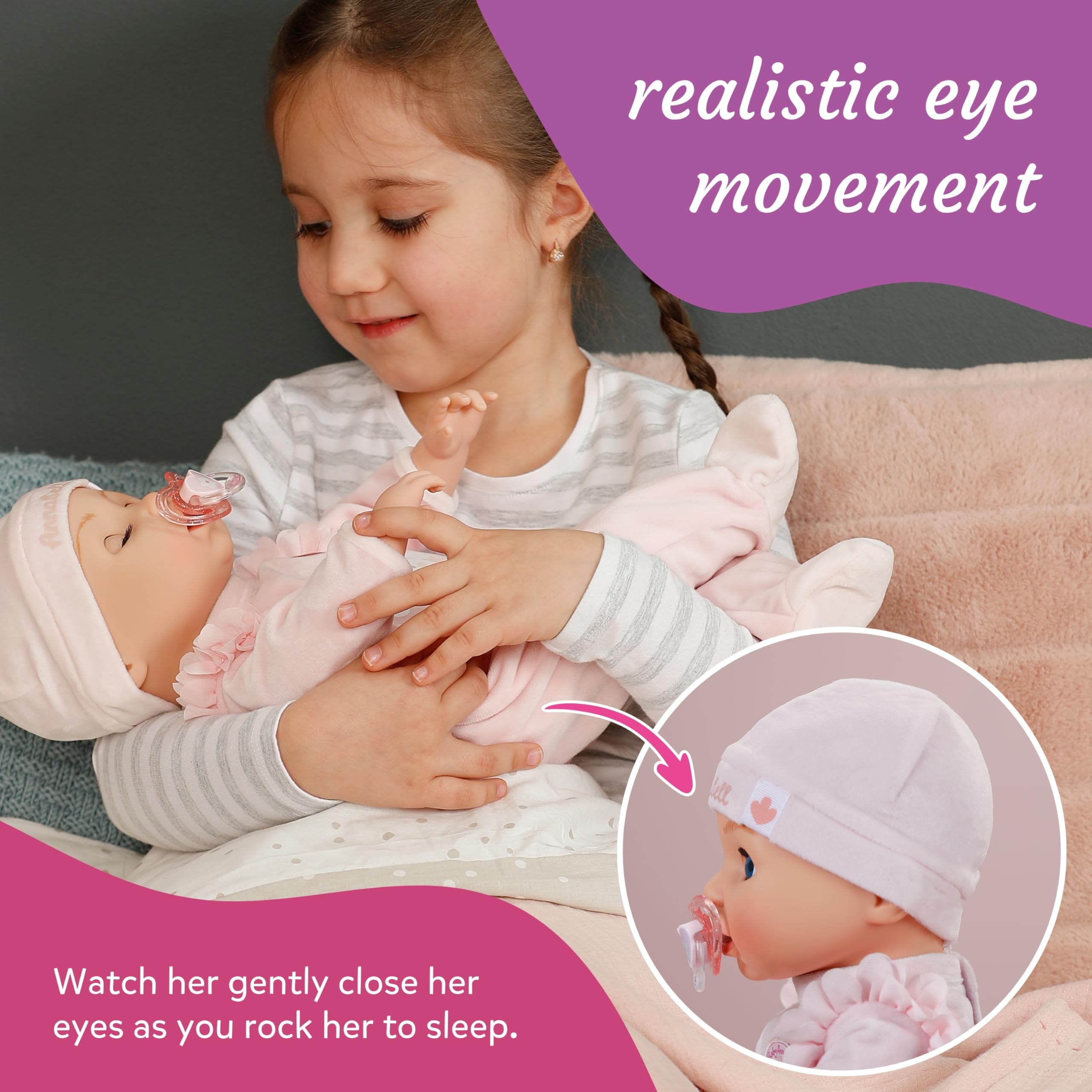 Baby Annabell Active Annabell 43cm - Interactive Soft-Bodied Baby Doll with Realistic Sounds & Movements 6