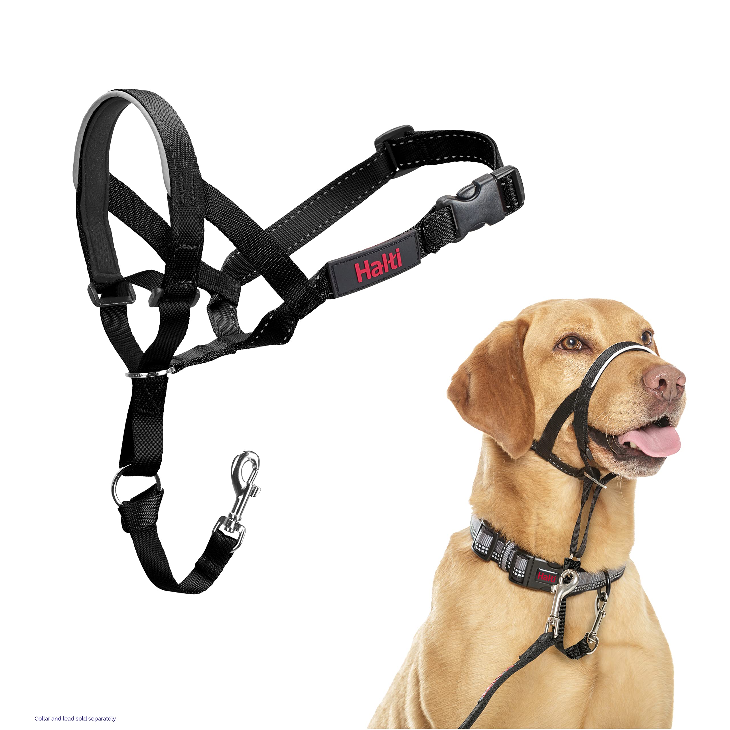 Halti Headcollar - Stop Pulling on Lead | Size 3 Black | Padded Nose Band | Reflective 1