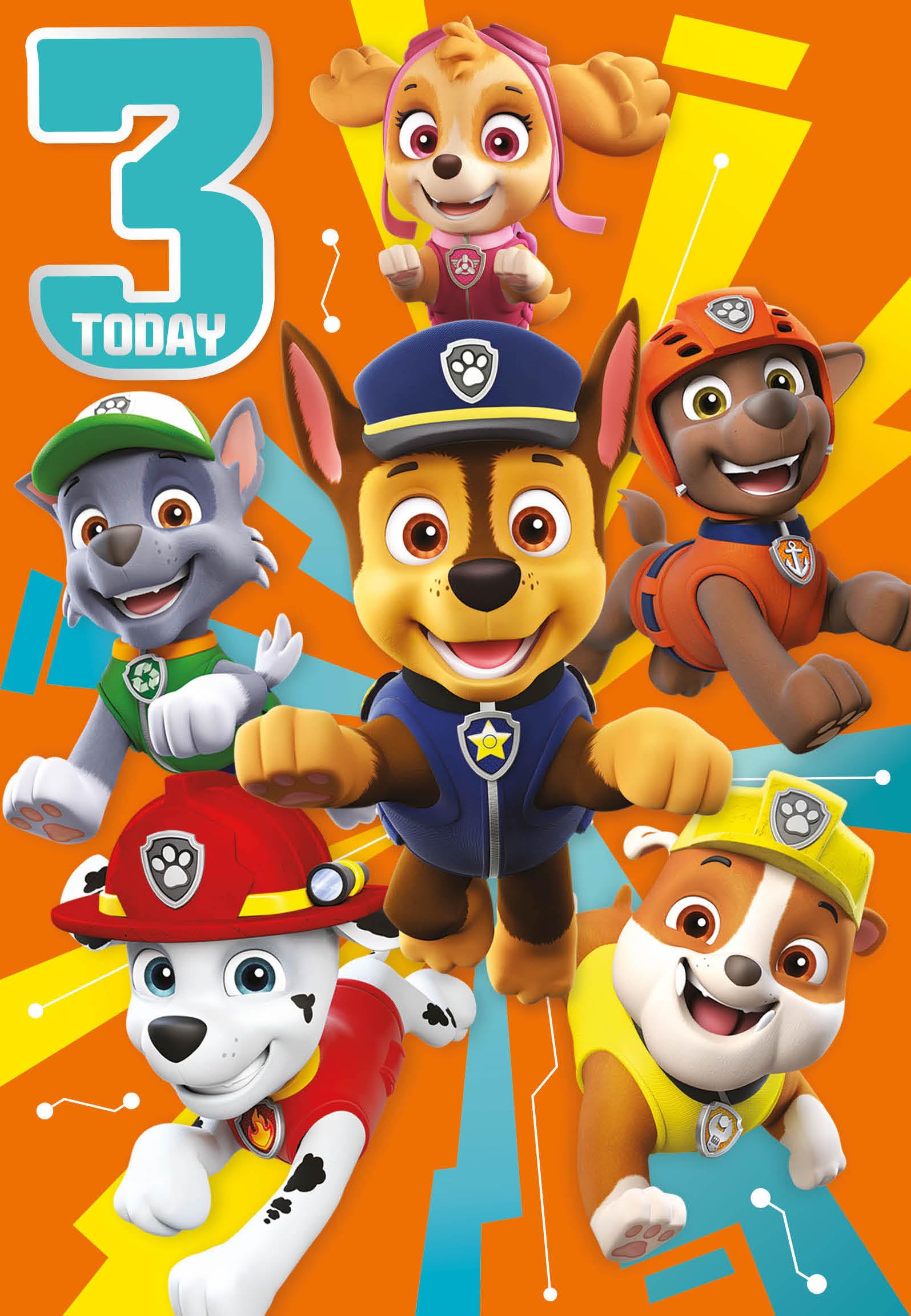 Danilo Promotions LTD Paw Patrol Official Birthday Card for Age 3 | 140mm x 200mm 1