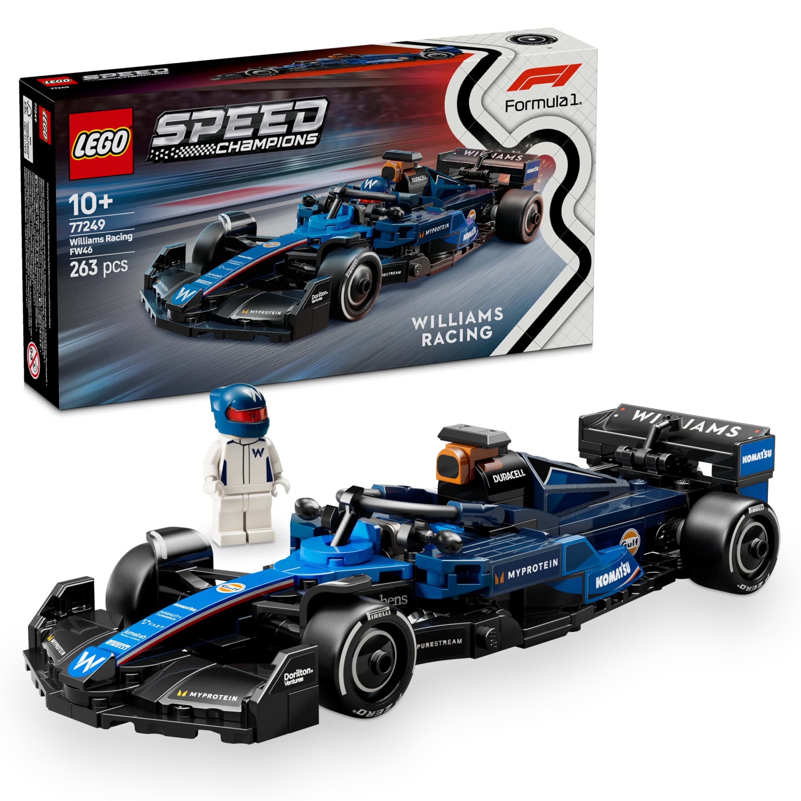 LEGO Speed Champions Williams Racing FW46 F1 Race Car Toy with Driver Minifigure - Building Set for 10+ 7