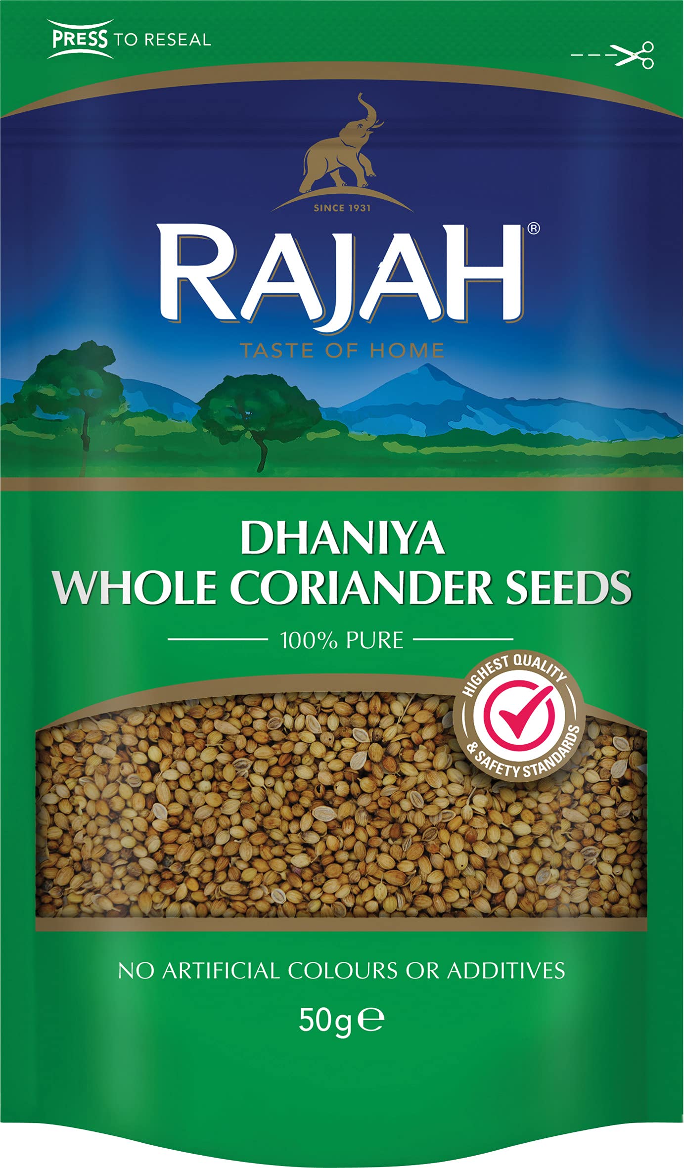 Rajah Whole Coriander Seeds - Expertly Sourced | 50g Pack | Vegetarian Approved 1