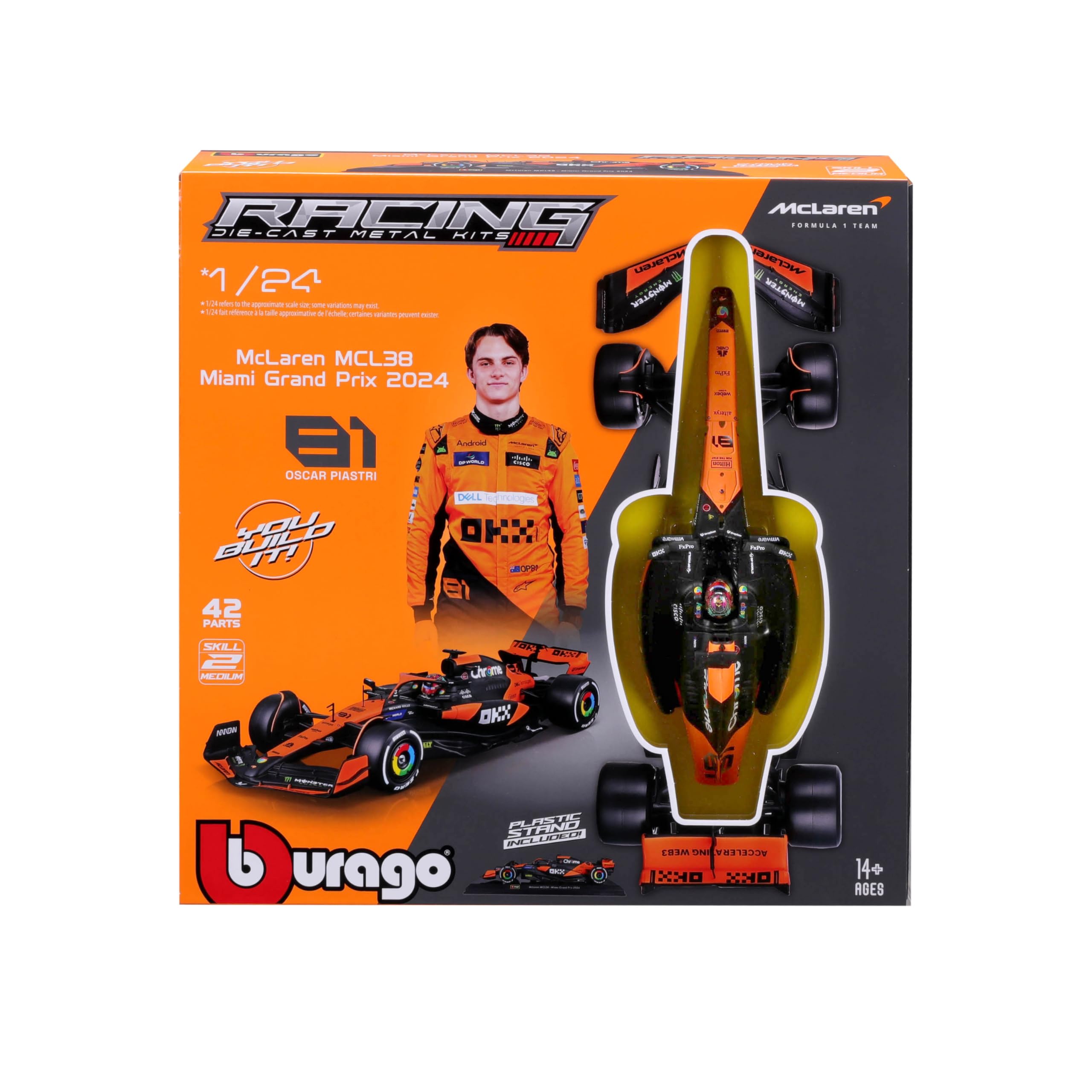 Bburago Build-It-Yourself Die-Cast Formula 1 Model Kit - McLaren MCL38 | Ages 8+