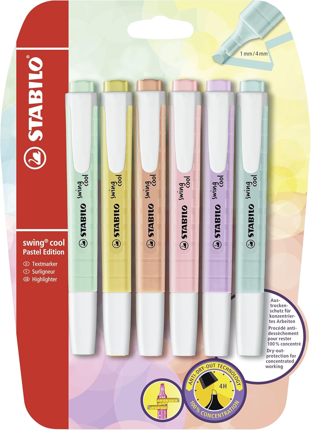 Highlighter - STABILO swing cool Pastel 6 Assorted Colours 1