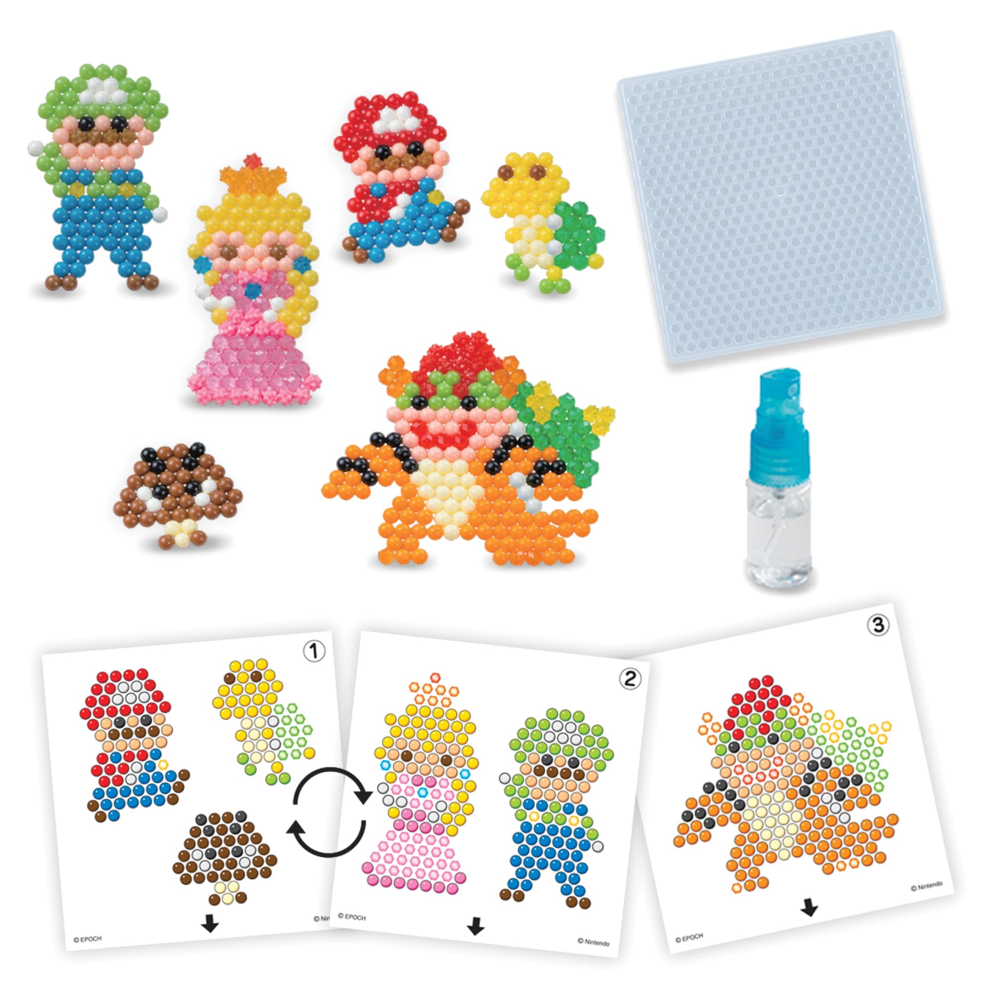 Aquabeads Super Mario Character Set Jewellery Making & Bead Kit | 690+ Beads, 22 Colors | Ages 4+