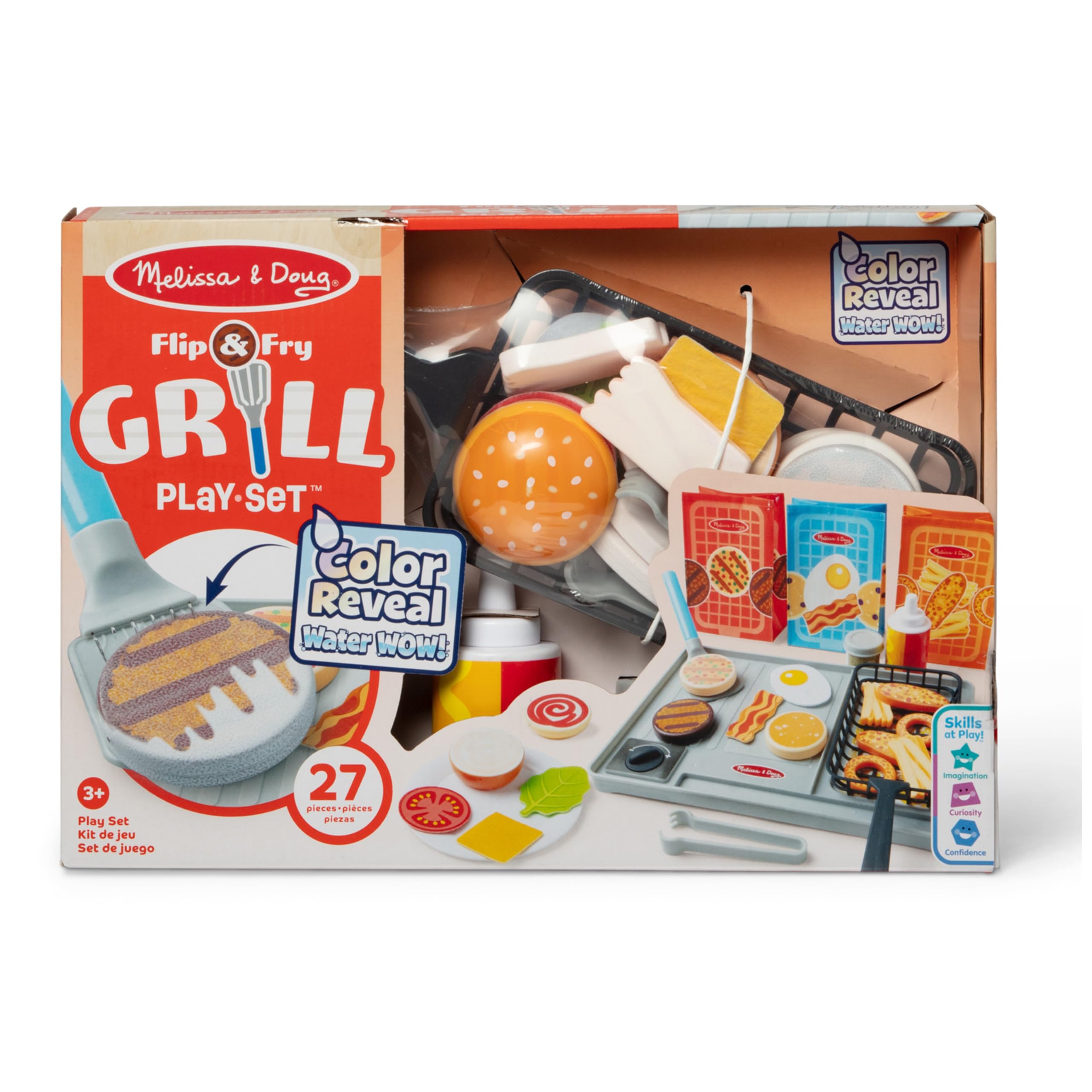 Melissa & Doug Flip & Fry Grill Play Set with Water WOW! Colour Reveal Food | Ages 3+ 3