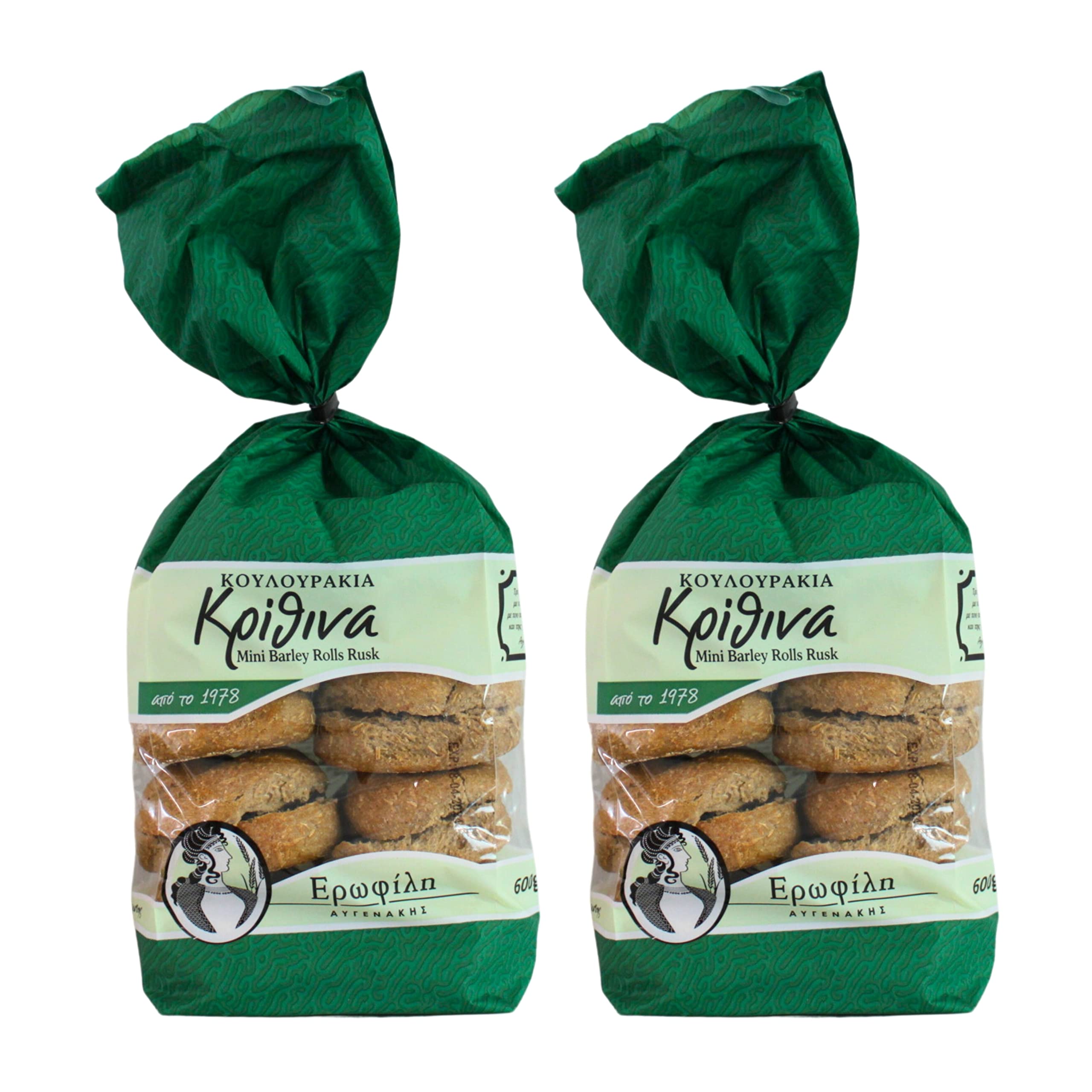 Erofili Avgenakis Mini Barley Rolls Rusks - Authentic Cretan Dakos Base | 1.2kg Total (2 x 600g)