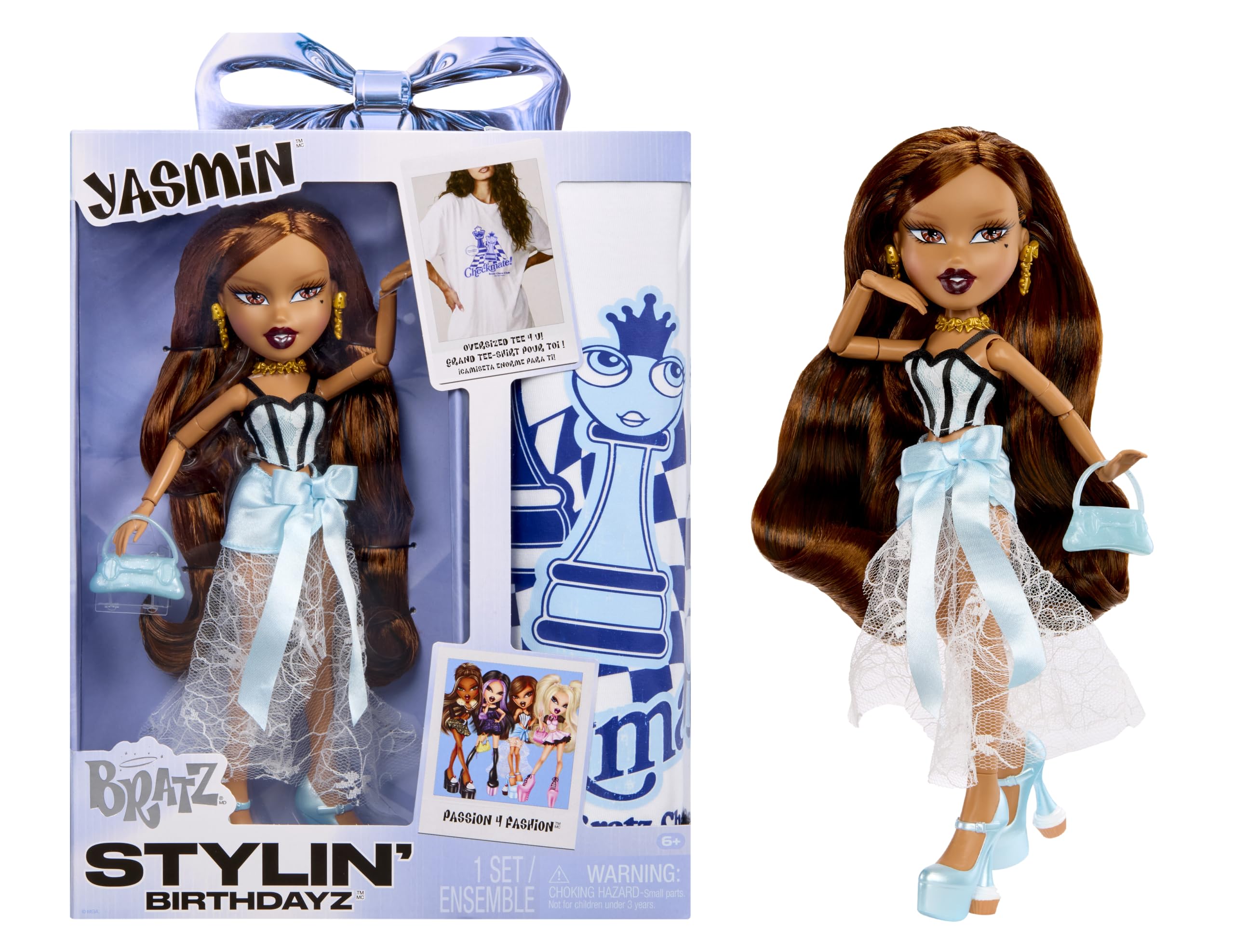 Bratz Stylin’ Birthdayz Yasmin Doll - Includes Adult Unisex XL T-Shirt | Ages 6+