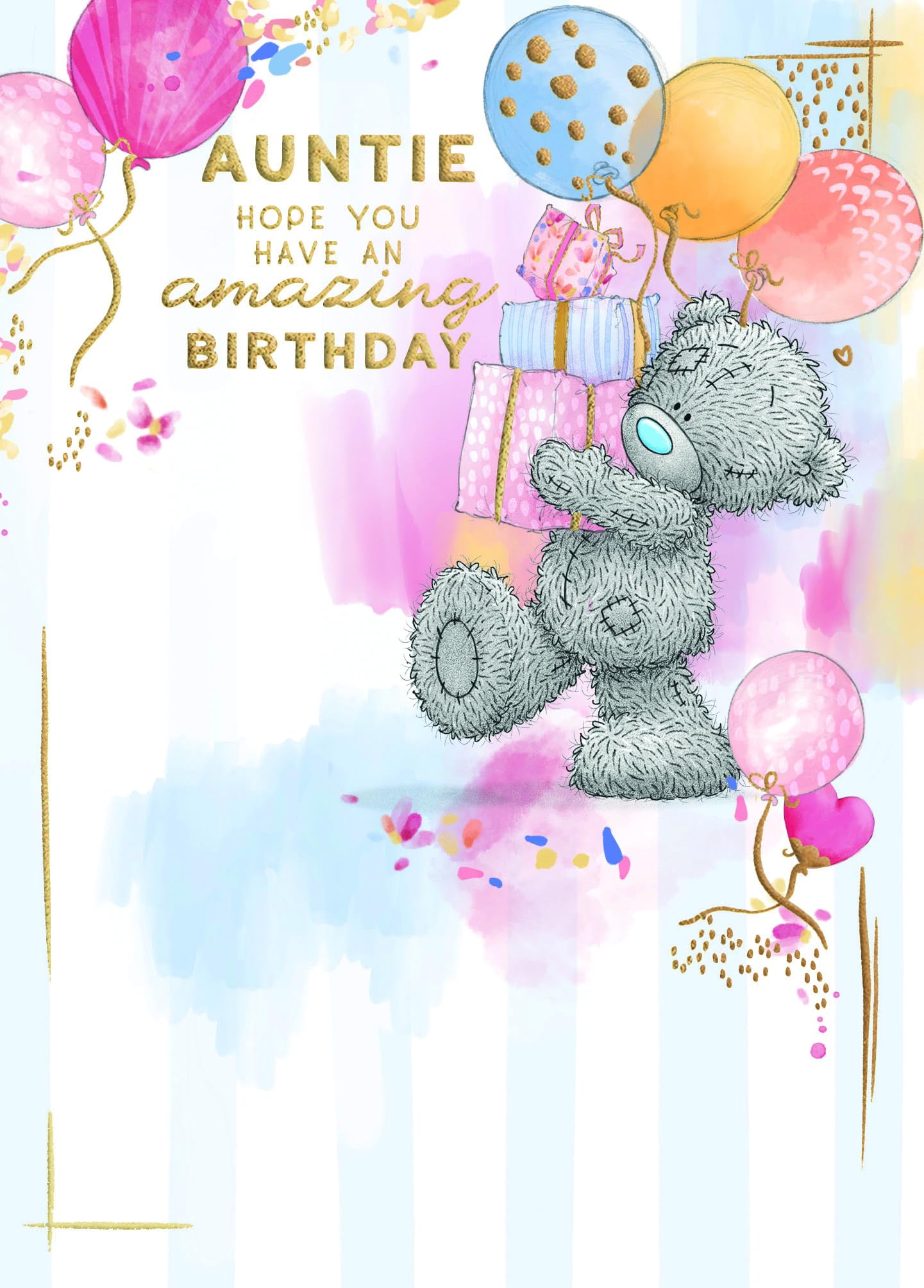 Me To You Bear Tatty Teddy 'To An Amazing Auntie' Luxury Gold Foil Birthday Card | 6 x 9 Inches 1