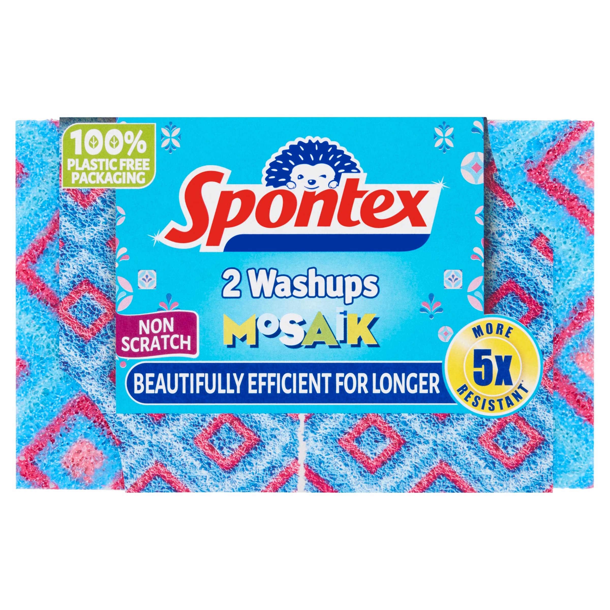 Spontex Washups Mosaik Non Scratch Sponge Scourer - 5x More Resistant | Pack of 2 1