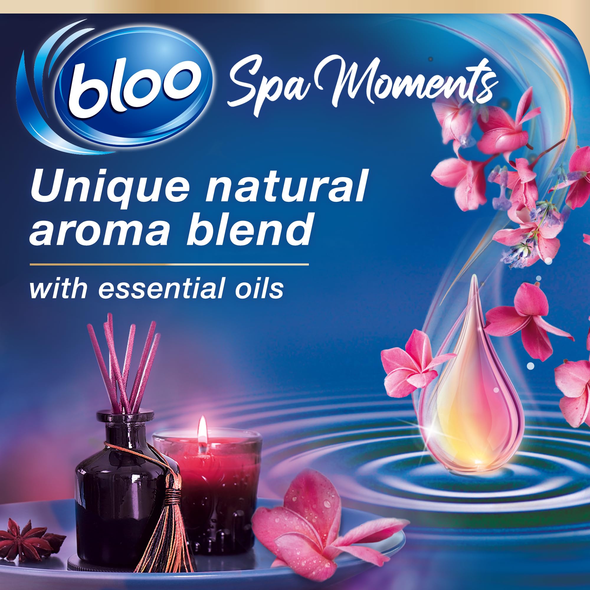 Bloo Spa Moments Harmony Toilet Rim Block Cleaner | 4-Function Formula | Prevents Limescale | 50g 5