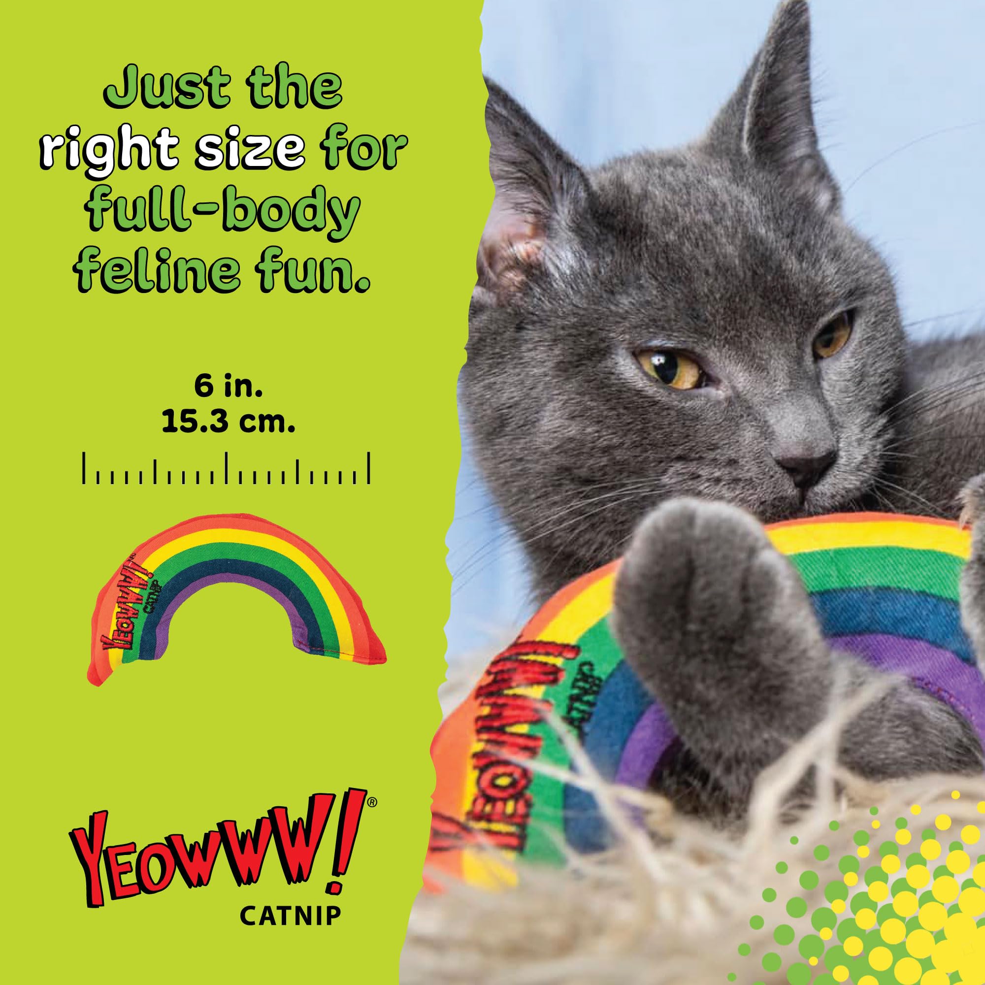 YEOWWW Rainbow Cat Toy - 100% Organic Catnip Infused | Heavy Duty Cotton 4