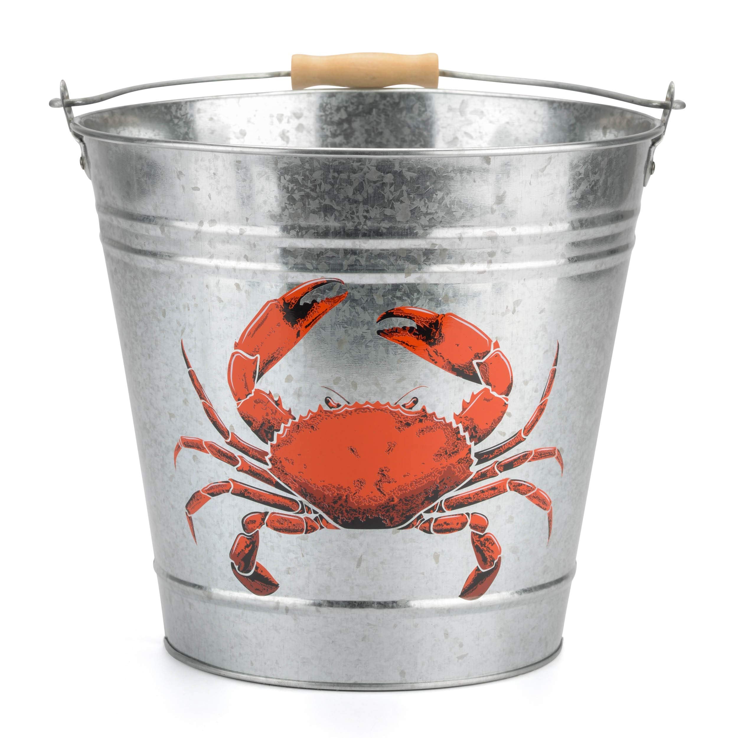 Yello Metal Crab Bucket - 6L Capacity | Galvanised Steel | Wooden Handle | BU1308 1
