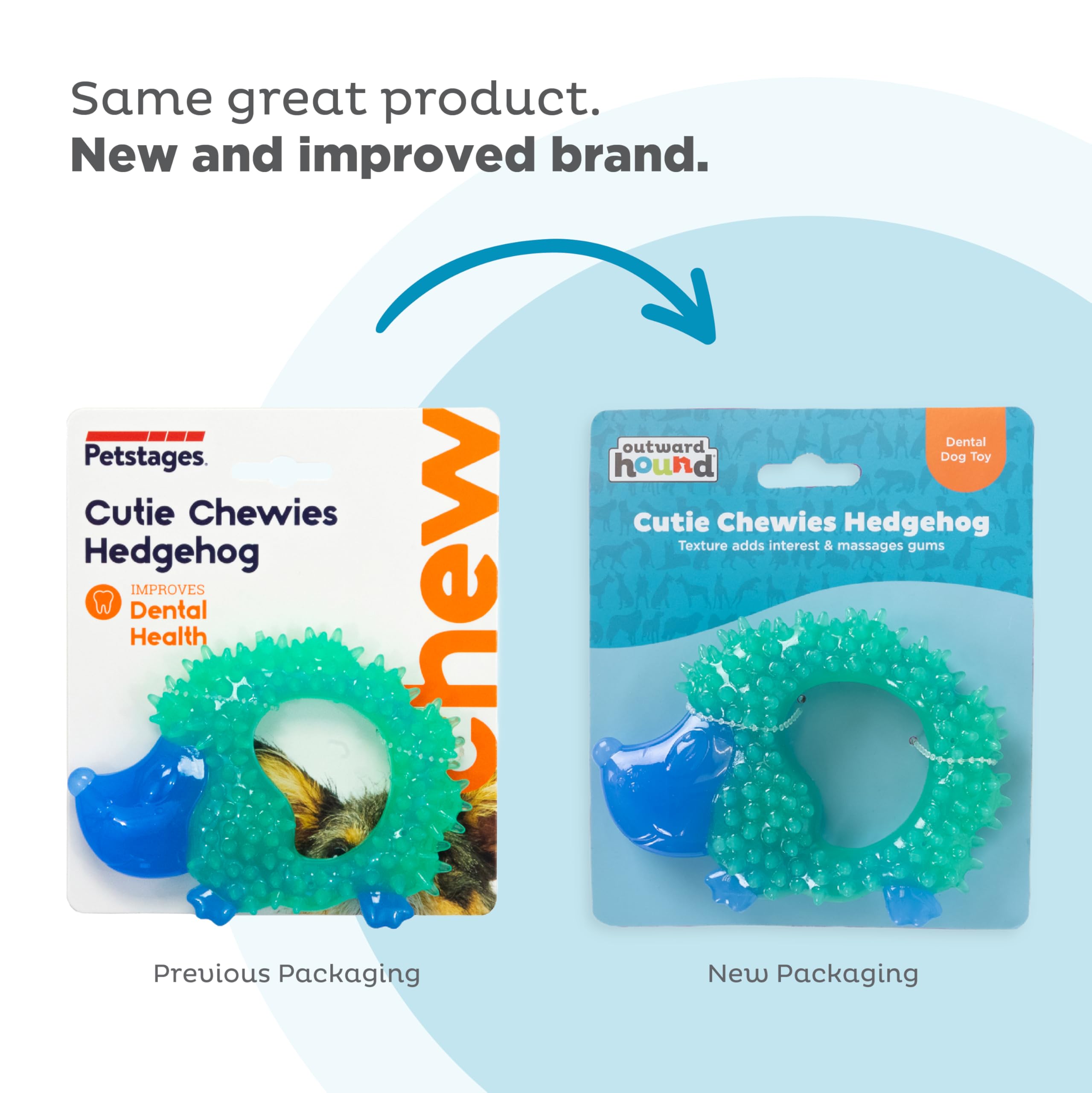 Pupstages Cutie Chewies Hedgehog Dog Chew Toy - Small Dog & Puppy Teething Aid | Bounces & Floats | Blue