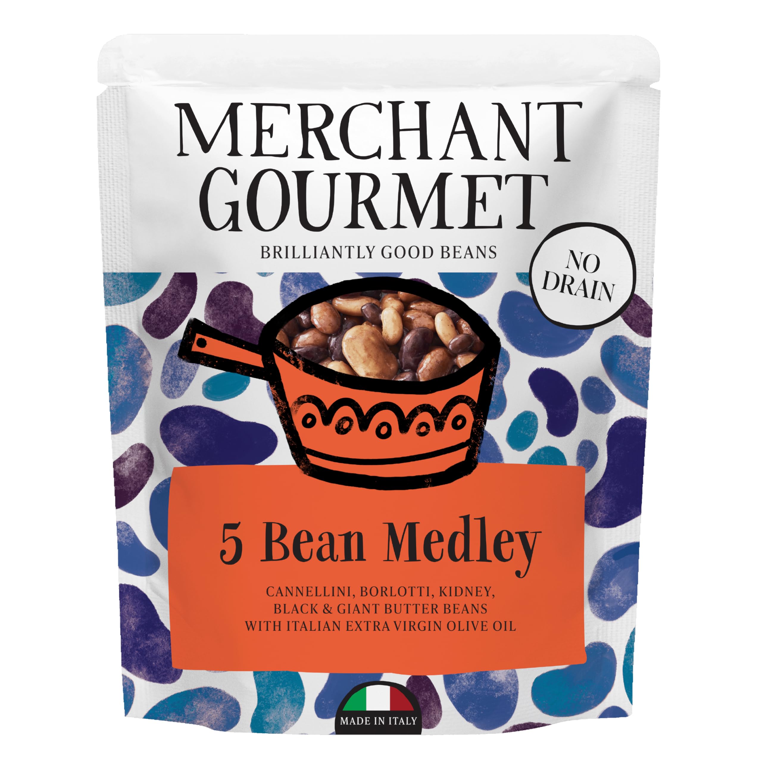 Merchant Gourmet 5 Bean Medley with Italian Extra Virgin Olive Oil - 6 x 240g Pouches 2
