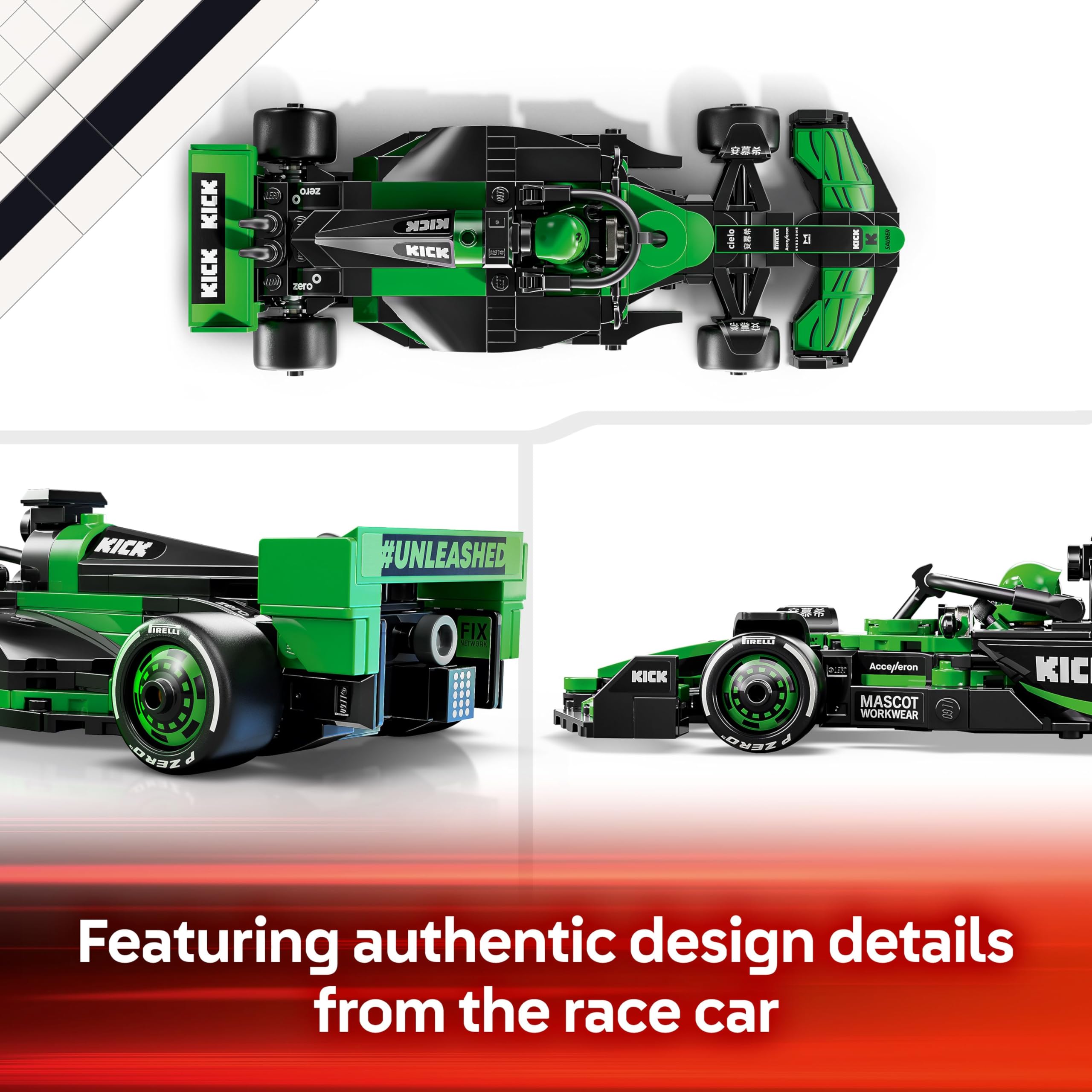 LEGO Speed Champions KICK Sauber F1 Team C44 Race Car Toy - Buildable F1 Model with Driver Minifigure for Ages 10+ 6