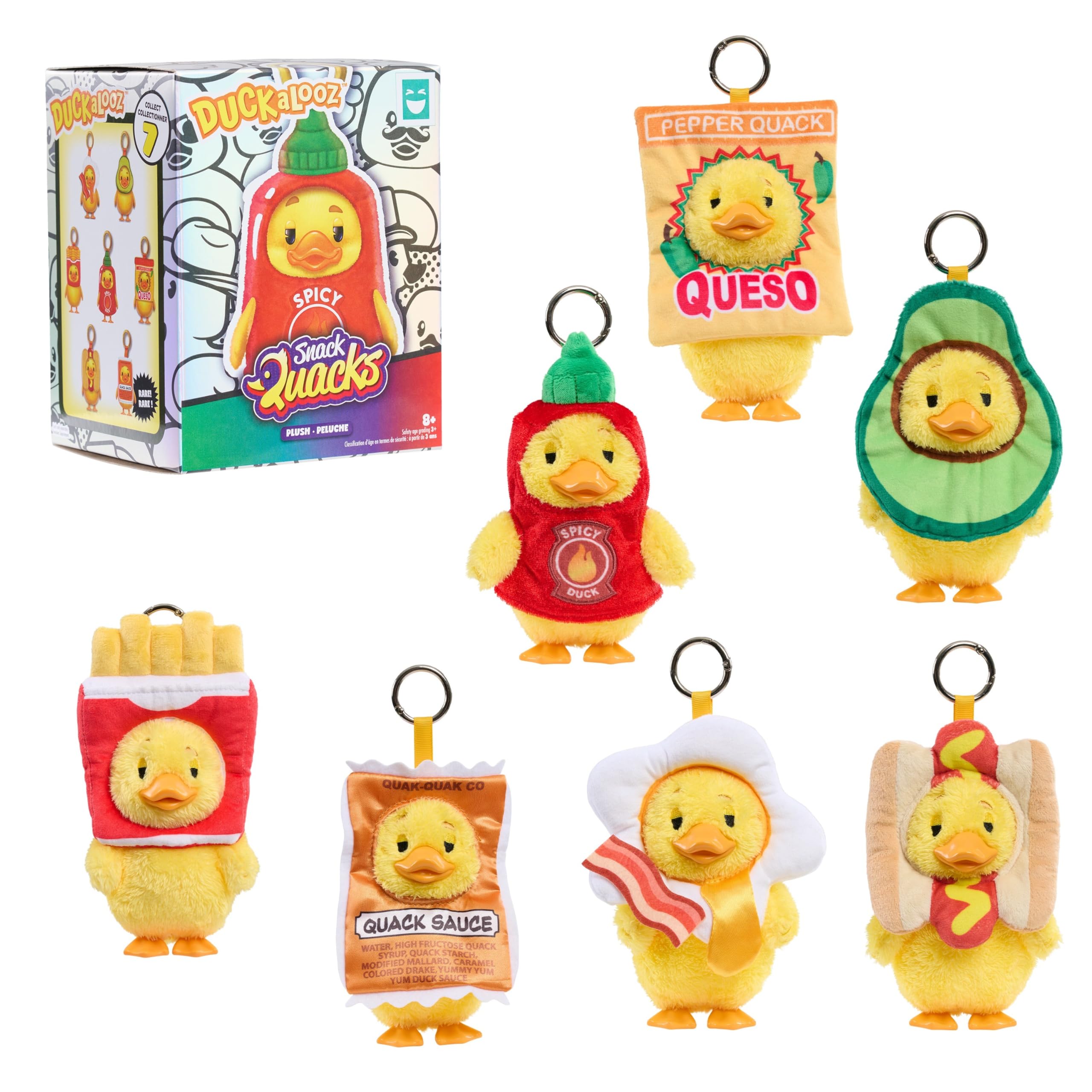 Just Play Duckalooz Snack Quack Clip-On Plush Duck Assortment | Collectible Surprise | Ages 8+