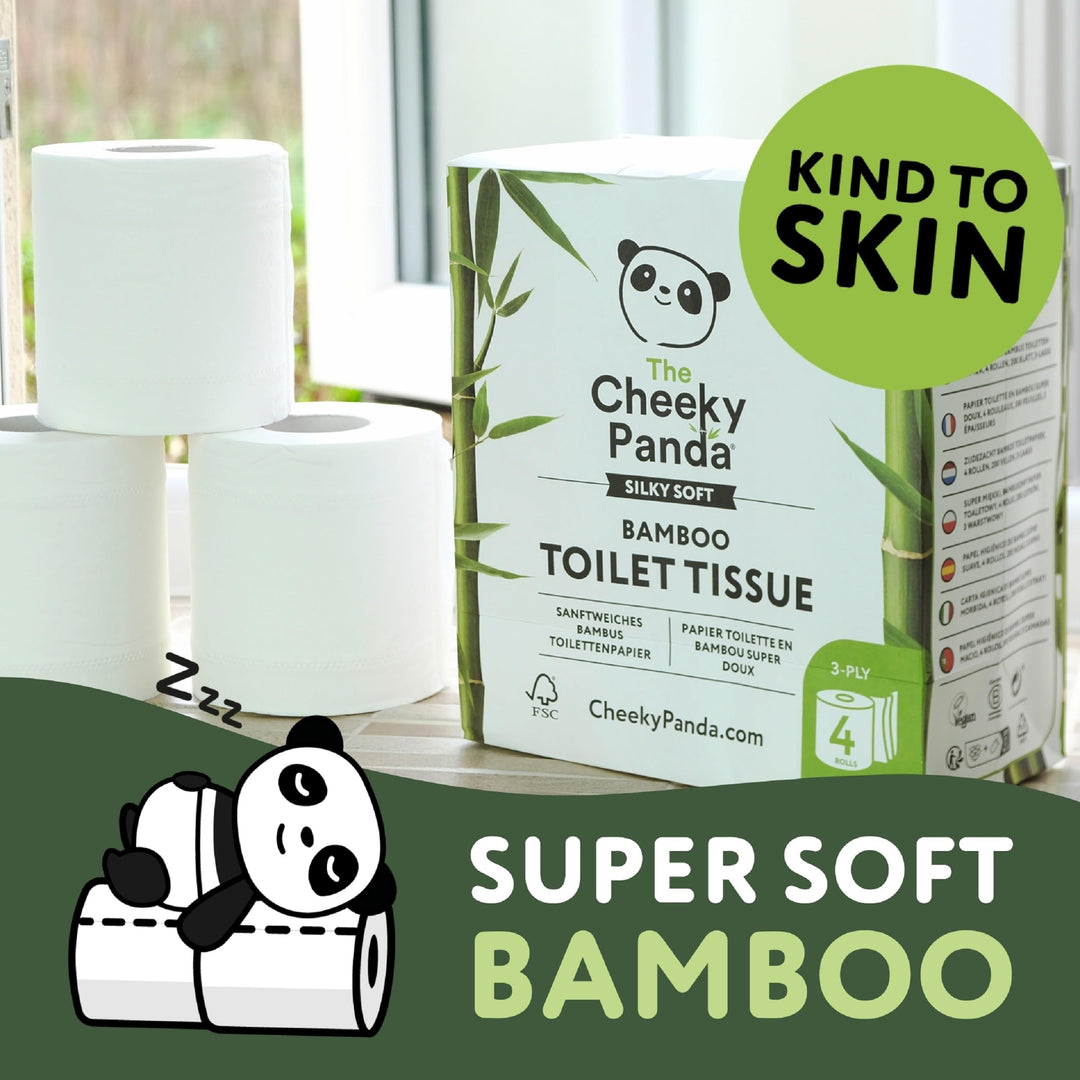 The Cheeky Panda - Bamboo Toilet Tissue Paper (Pack of 4 Rolls, 3-Ply, 200 Sheets)