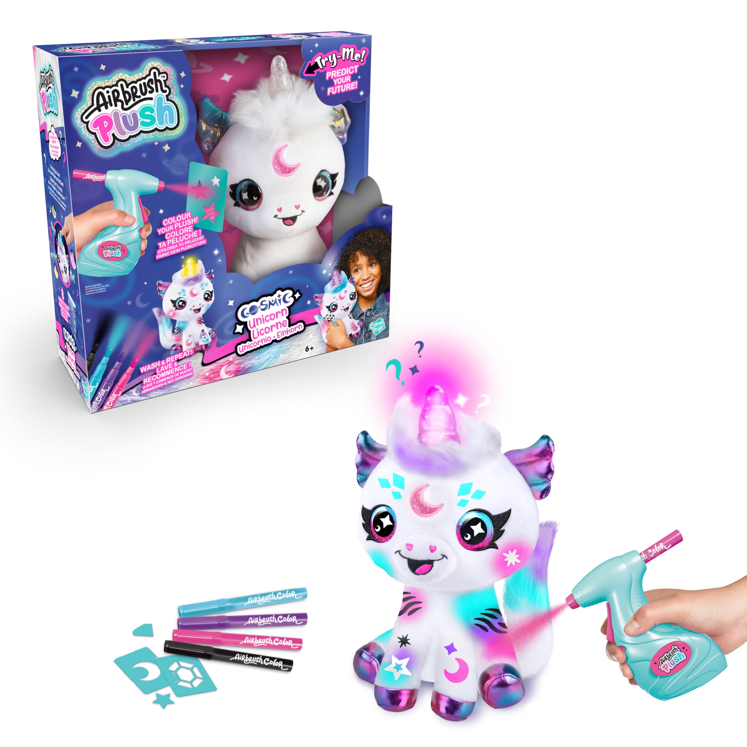 Airbrush Plush Light Up Cosmic Unicorn – Personalize & Decorate with Airbrush Tool 1