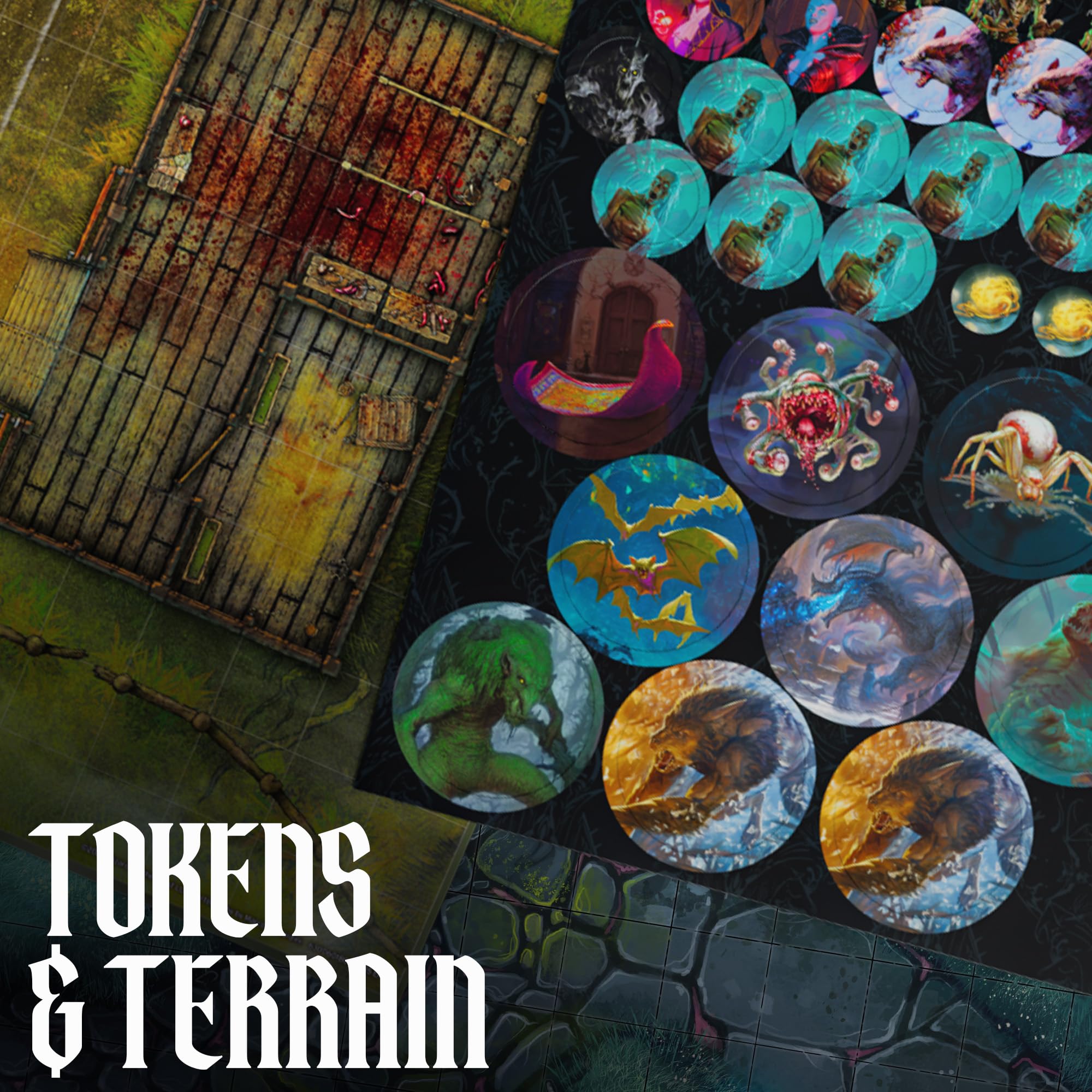 Dungeons & Dragons Ravenloft: The Horrors Within Map Pack | 5 Double-Sided Maps, 30+ Tokens 5