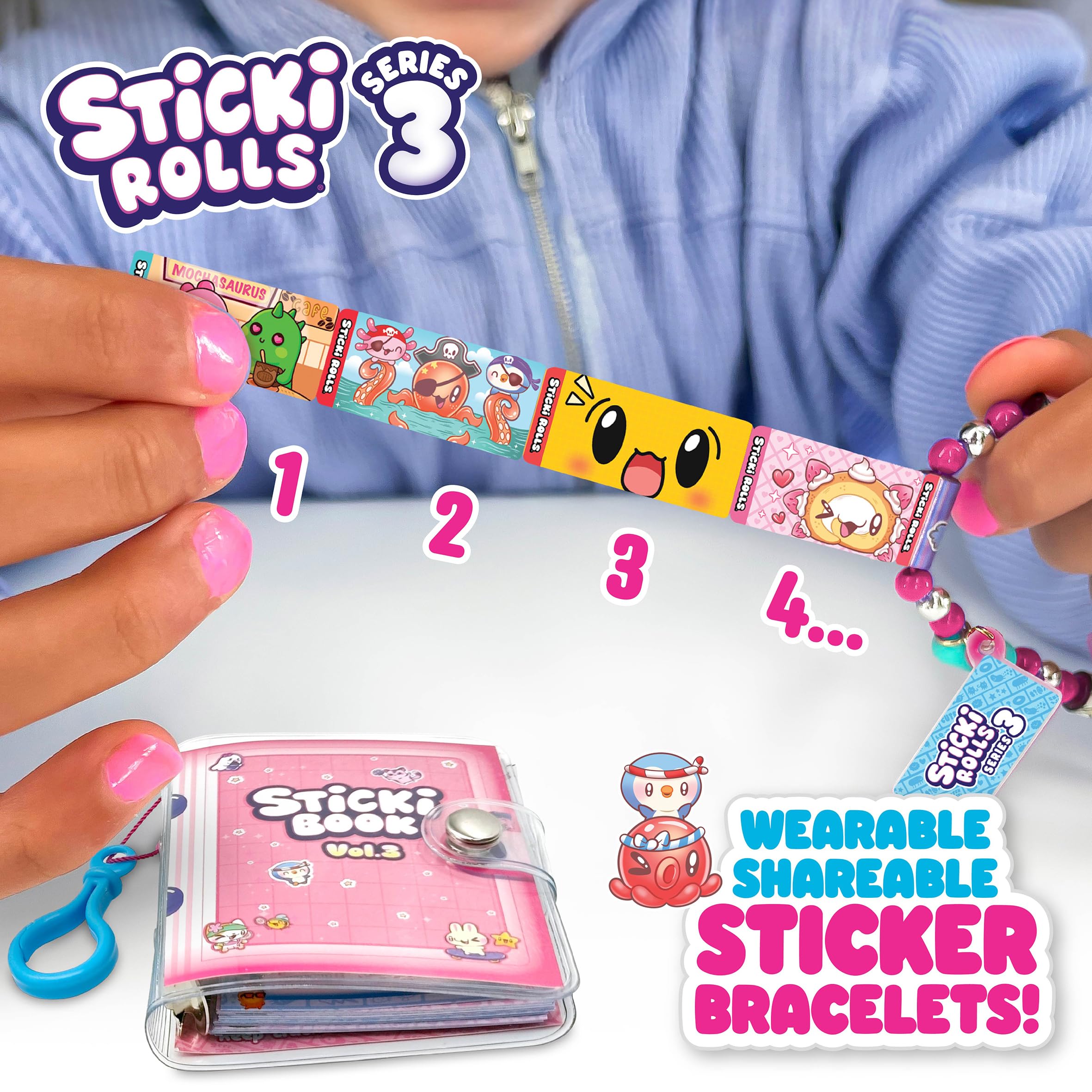 STICKI ROLLS Sticki Book S3 | 120 Wearable Shareable Stickers, Activity Book, Bracelet | Model SR2013 5