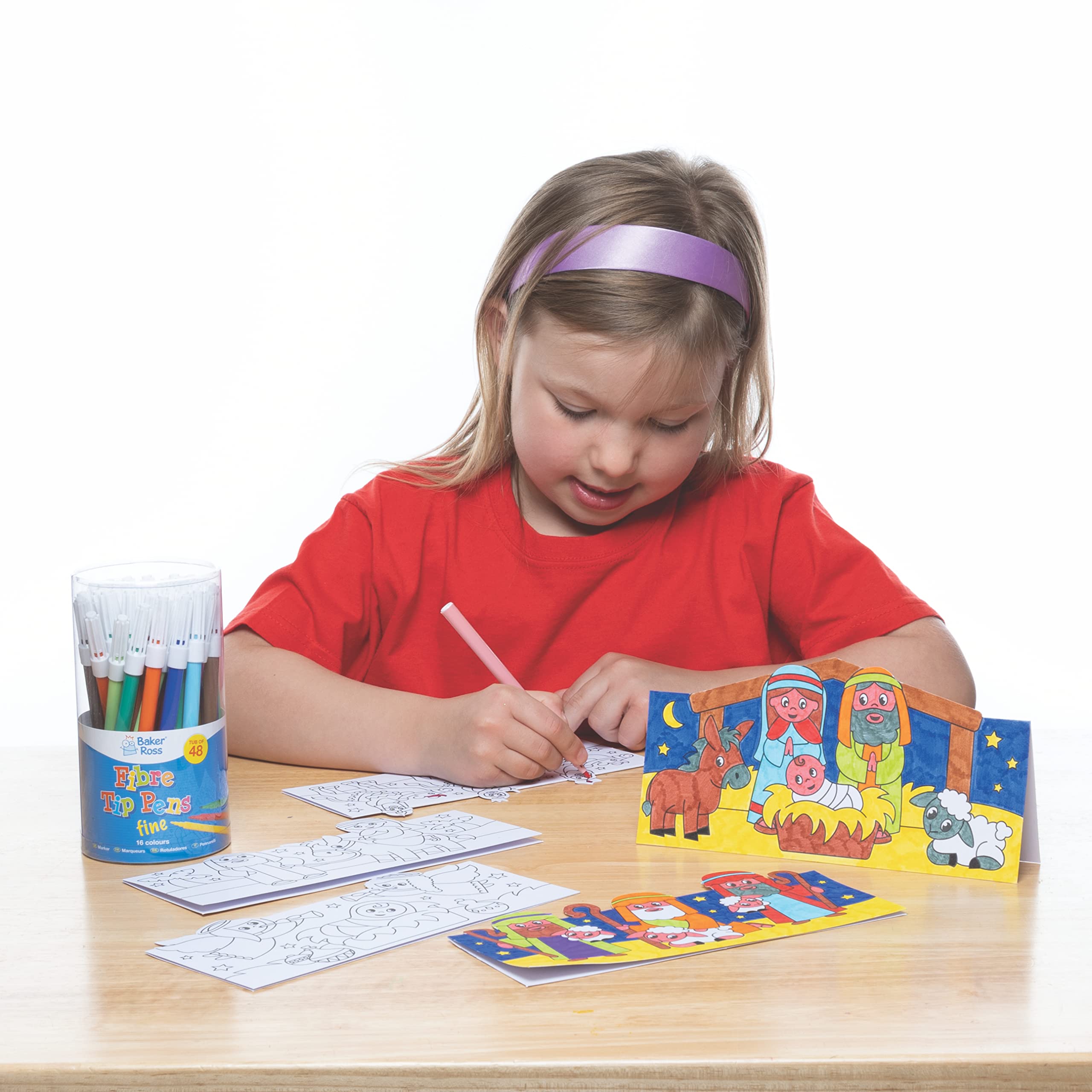 Baker Ross FC270 Nativity Colour In Pop Up Cards - Pack of 10 Christmas Craft Kit 11