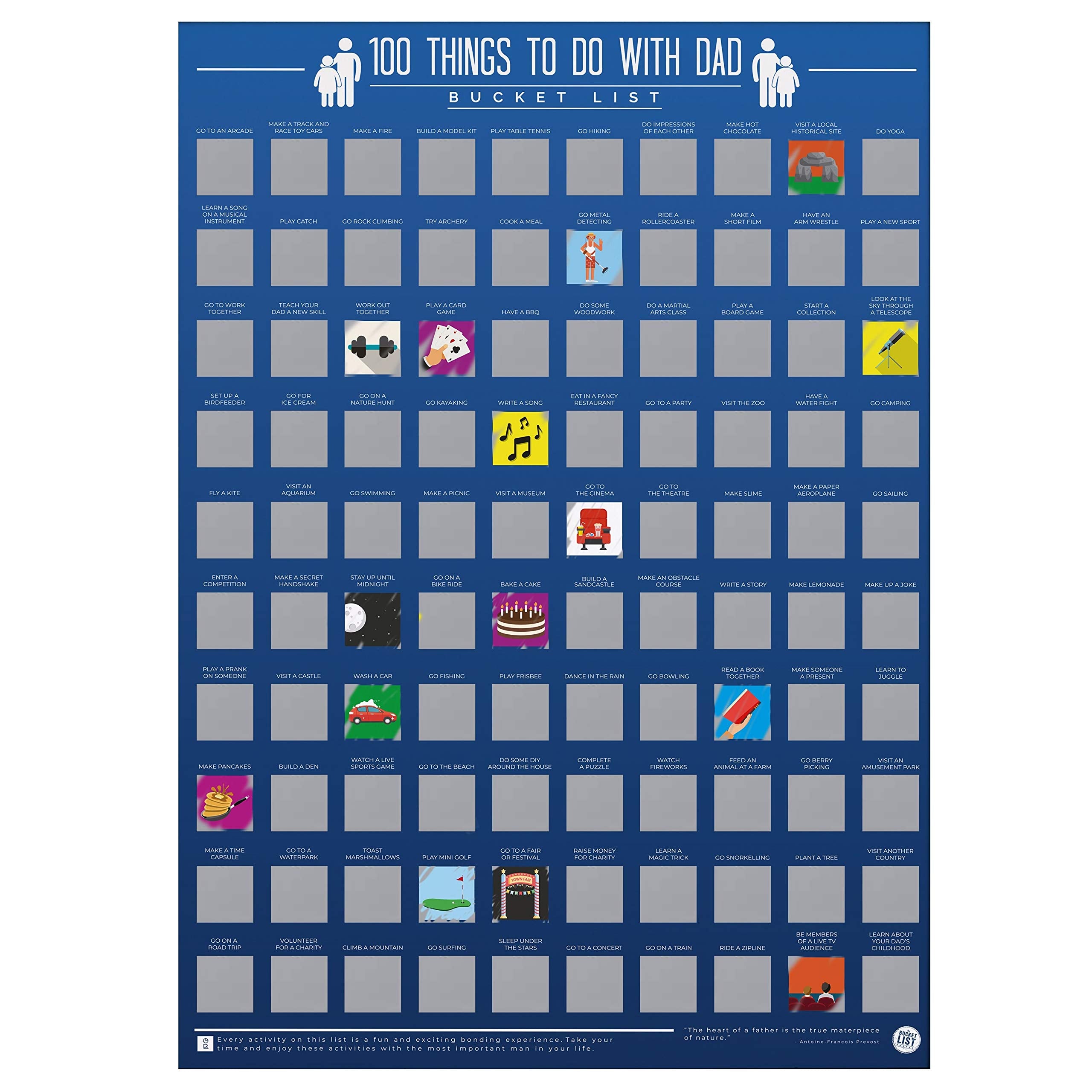 Gift Republic 100 Things To Do With Dad Scratch Poster | A2 Portrait | Multi-Color