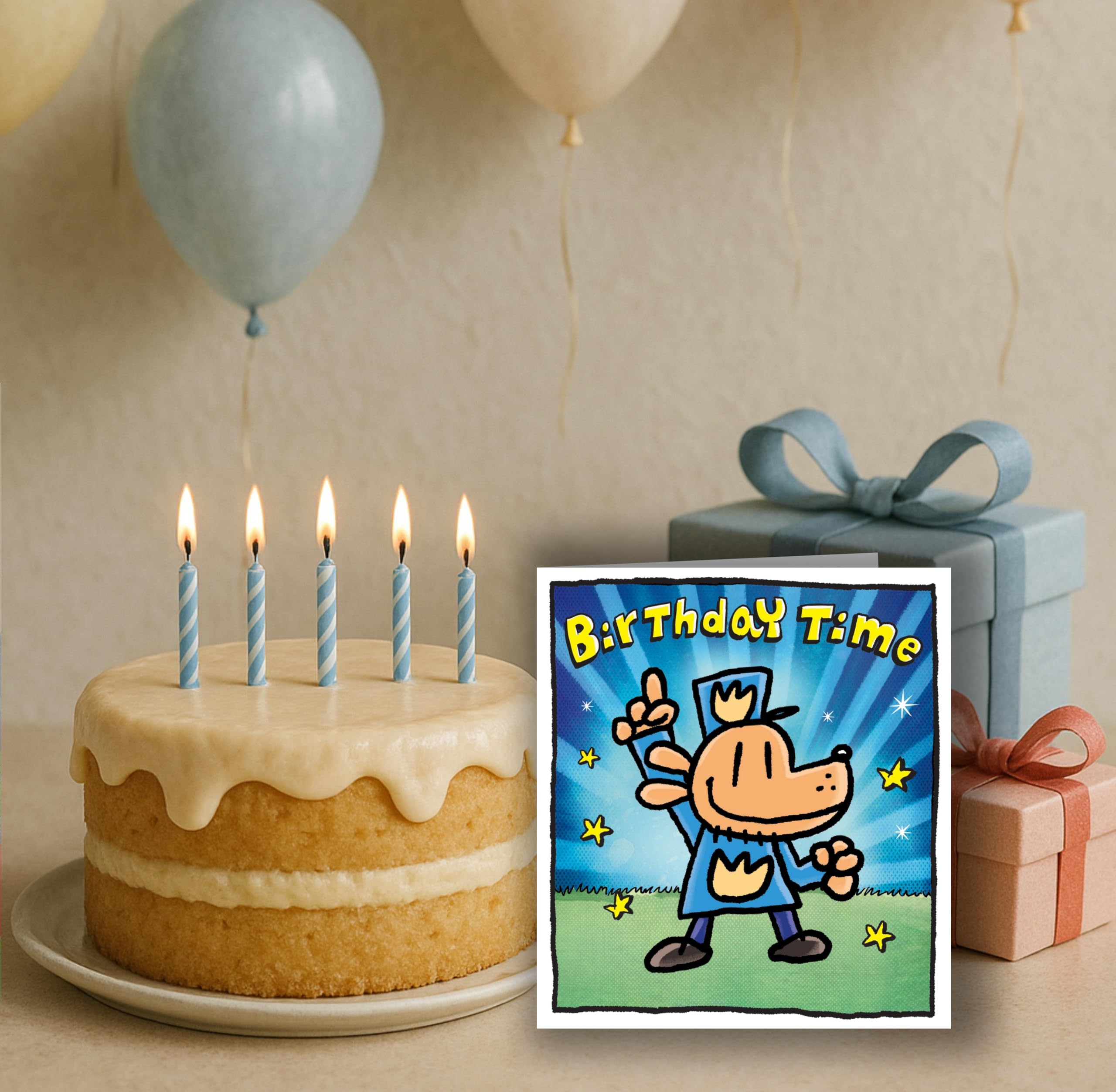 Danilo Promotions LTD Dog Man Birthday Card for Children | Standard Size | 50% Recycled Content 2