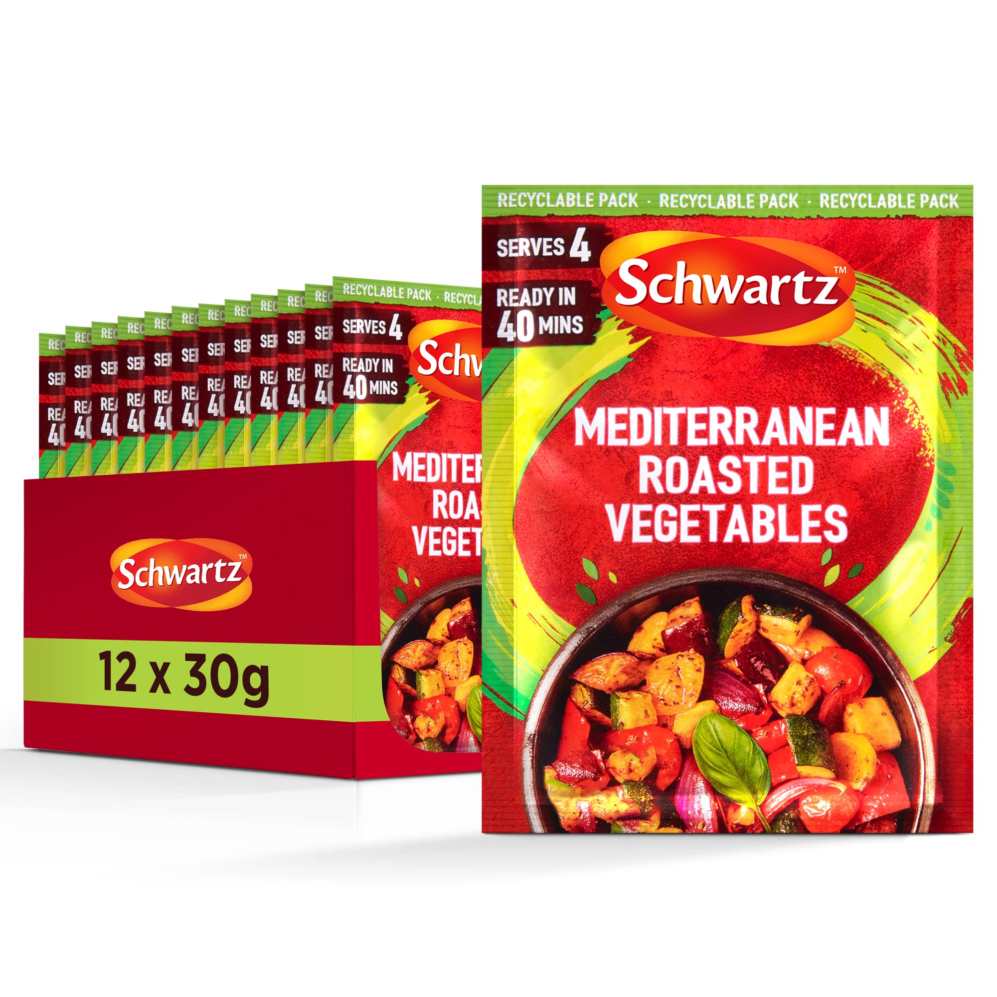 Schwartz Mediterranes Röstgemüse Rezeptmischung 30g | 12er Pack | Mit Knoblauch, Basilikum & Petersilie | Vegetarisch