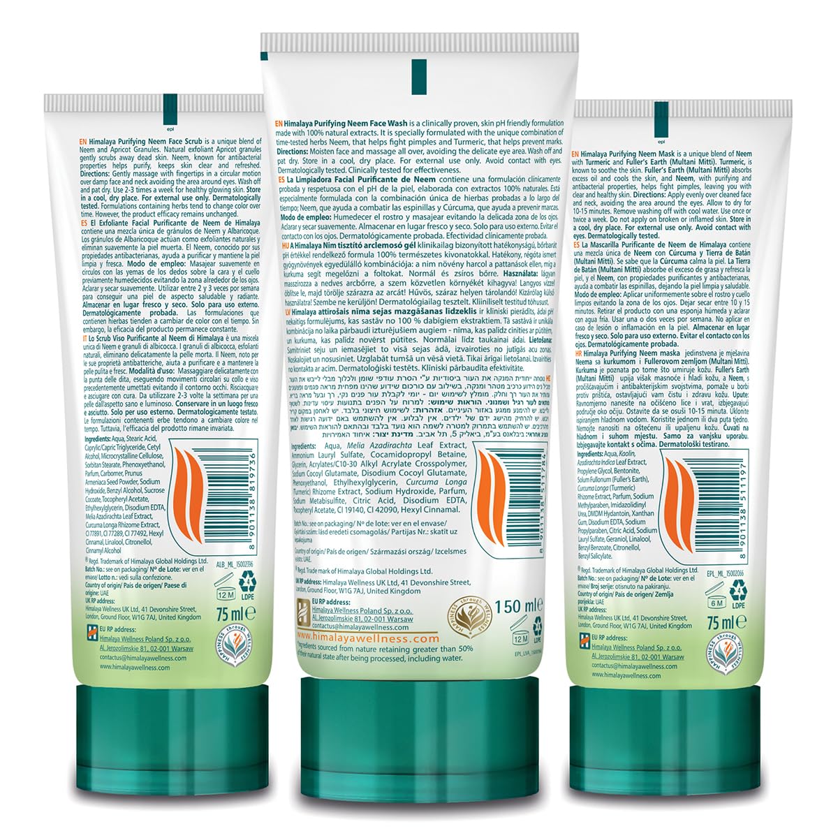 Himalaya Purifying Neem Face Wash Set with Face Scrub & Face Mask - 3 Items