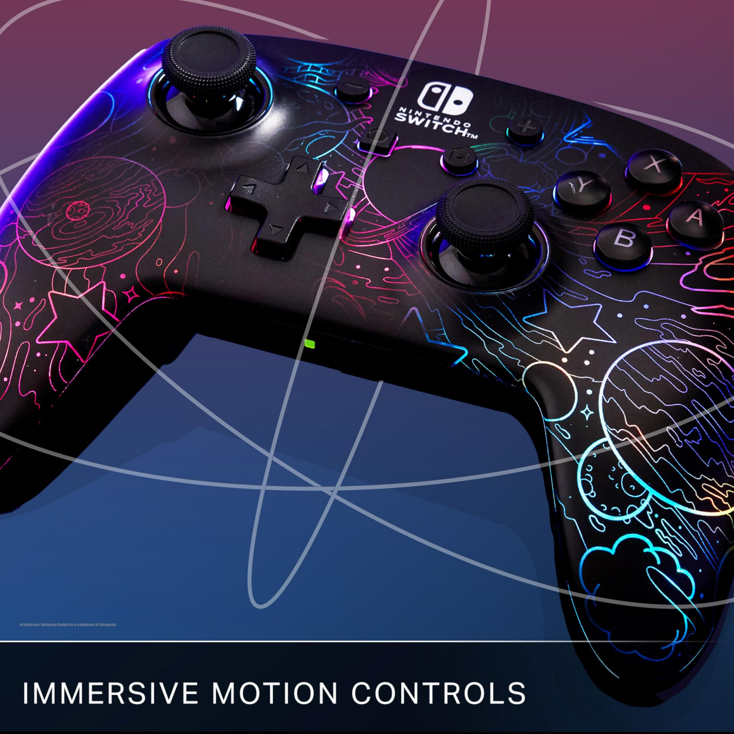 PowerA Enhanced Wireless Controller for Nintendo Switch - Galactic Vortex with Lumectra RGB Lighting, Mappable Buttons, Motion Controls, Officially Licensed 7