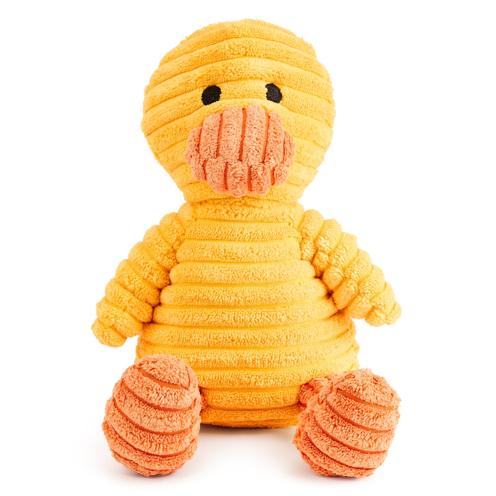 Zappi Co Yellow Duck Plush Dog Toy - Squeaker, Corduroy, Small 1