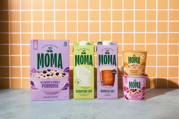 MOMA Instant Porridge Pots Golden Syrup - 12 x 70g - Gluten Free, High Fibre, Source of Protein