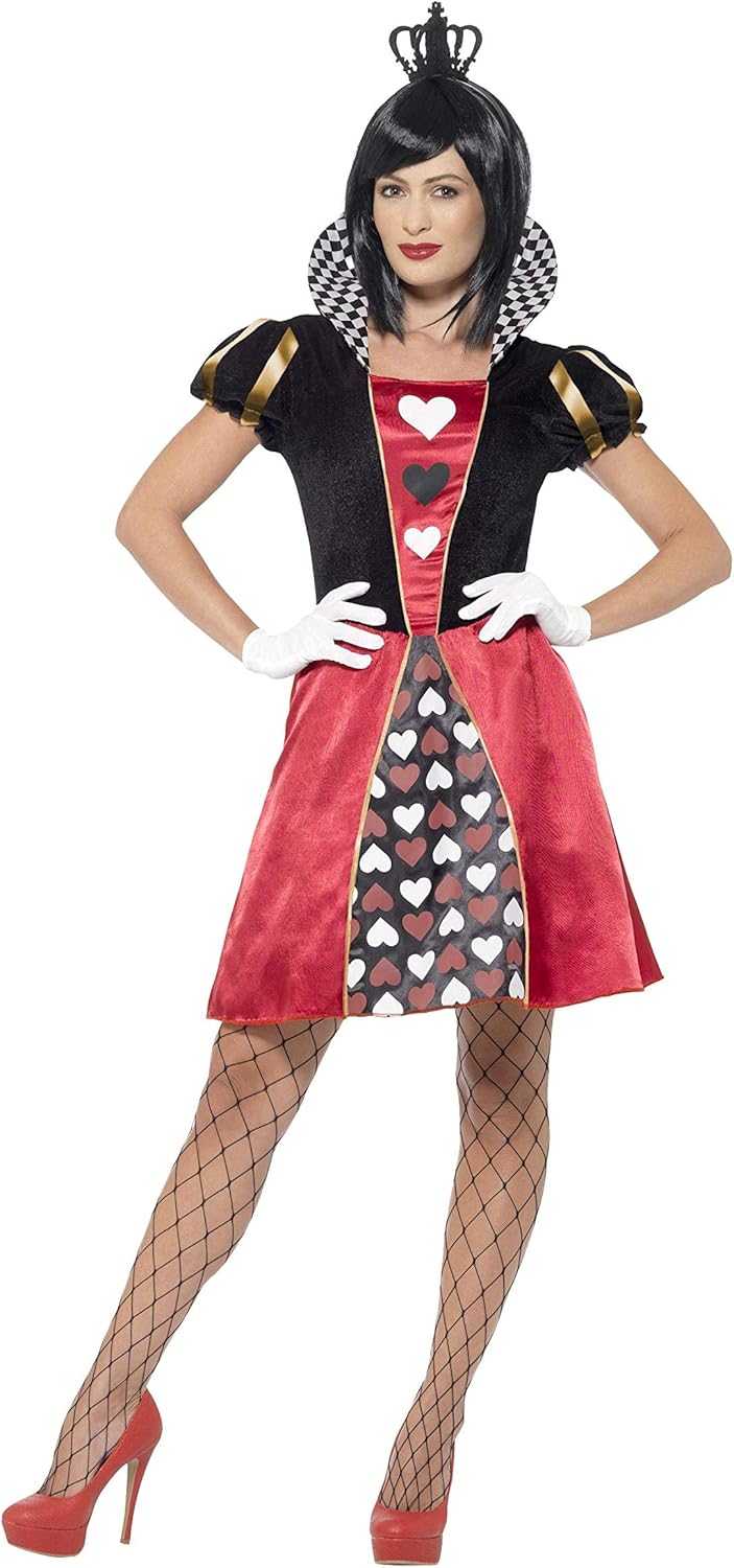 Smiffys 45490 - Ladies Heart Queen Costume, Red Dress, Crown, and Gloves, Size XL