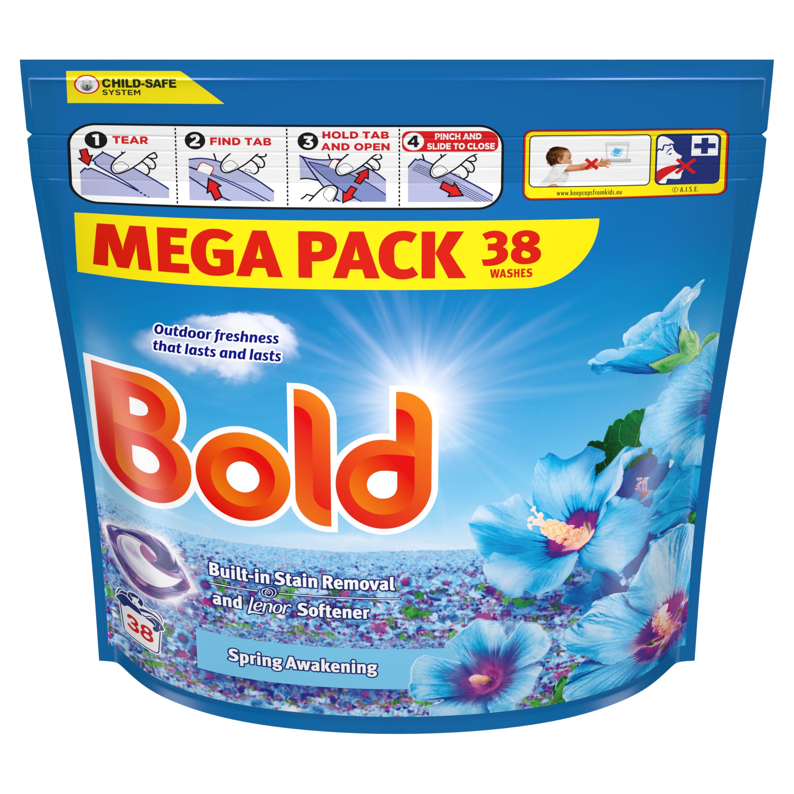 Bold PODS Spring Awakening Washing Liquid Laundry Detergent Capsules, 38 Washes