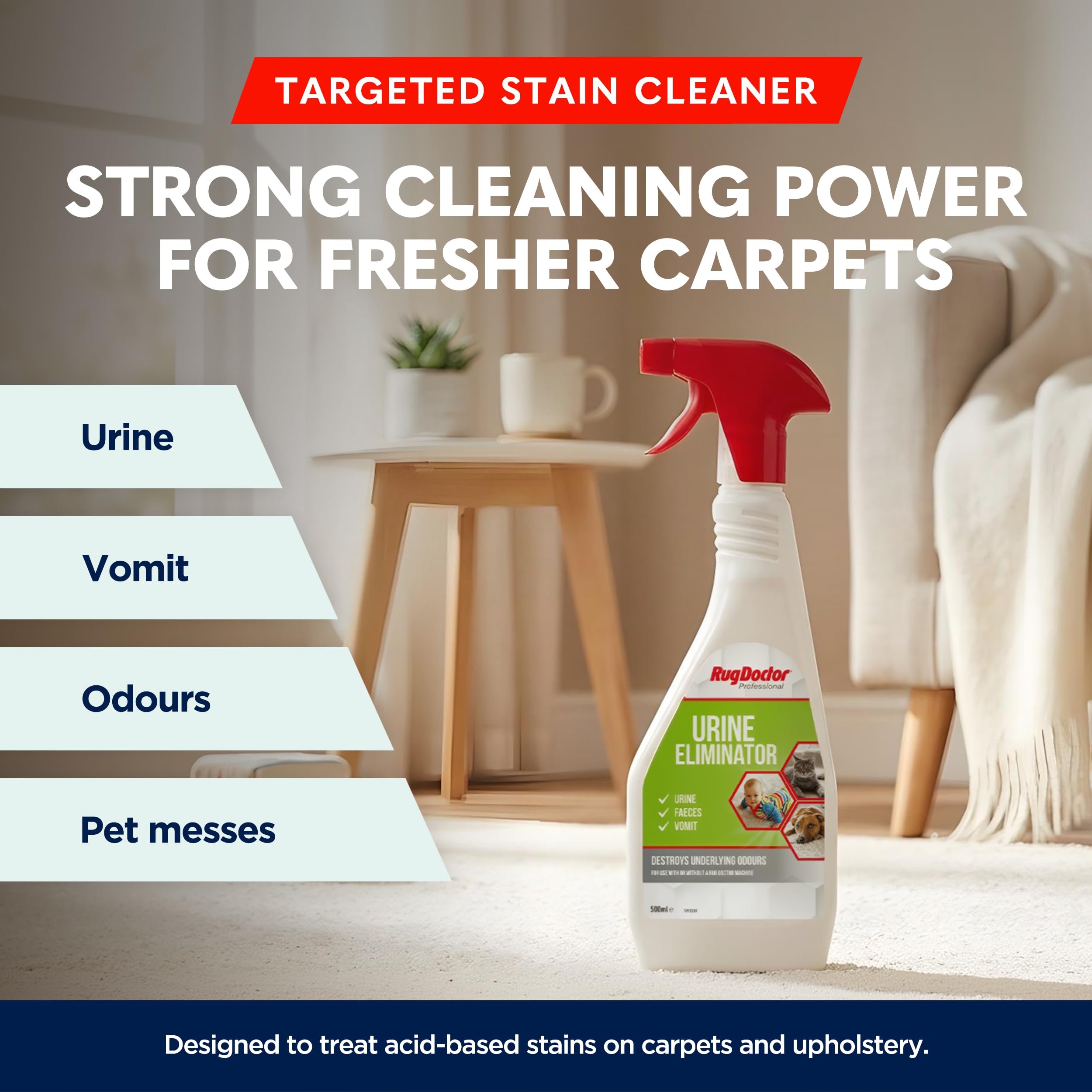 Rug Doctor Urine Eliminator Enzyme Cleaner - 500ml for Pet Accidents & Pre-Treatment