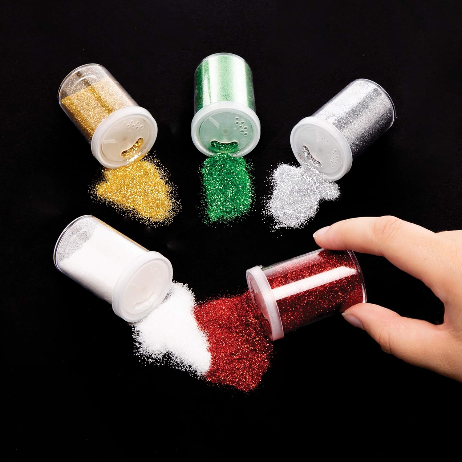 Baker Ross AW922 Christmas Glitter Shakers - Festive Arts & Craft Supplies (Pack of 5) 1