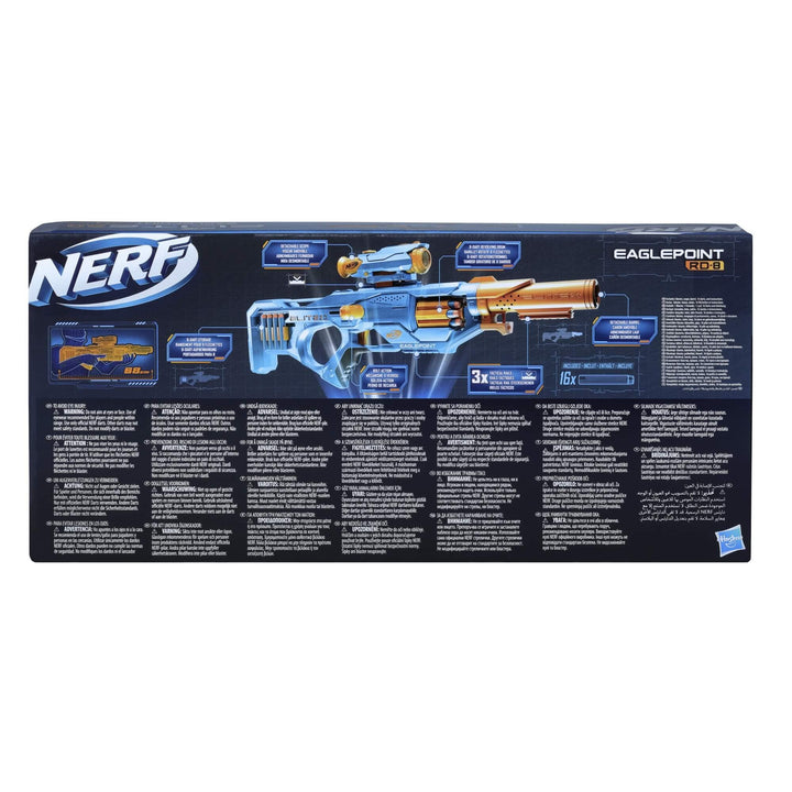 Nerf Elite 2.0 Eaglepoint RD-8 Blaster - 8-Dart Drum, Detachable Scope, 16 Darts, Bolt Action