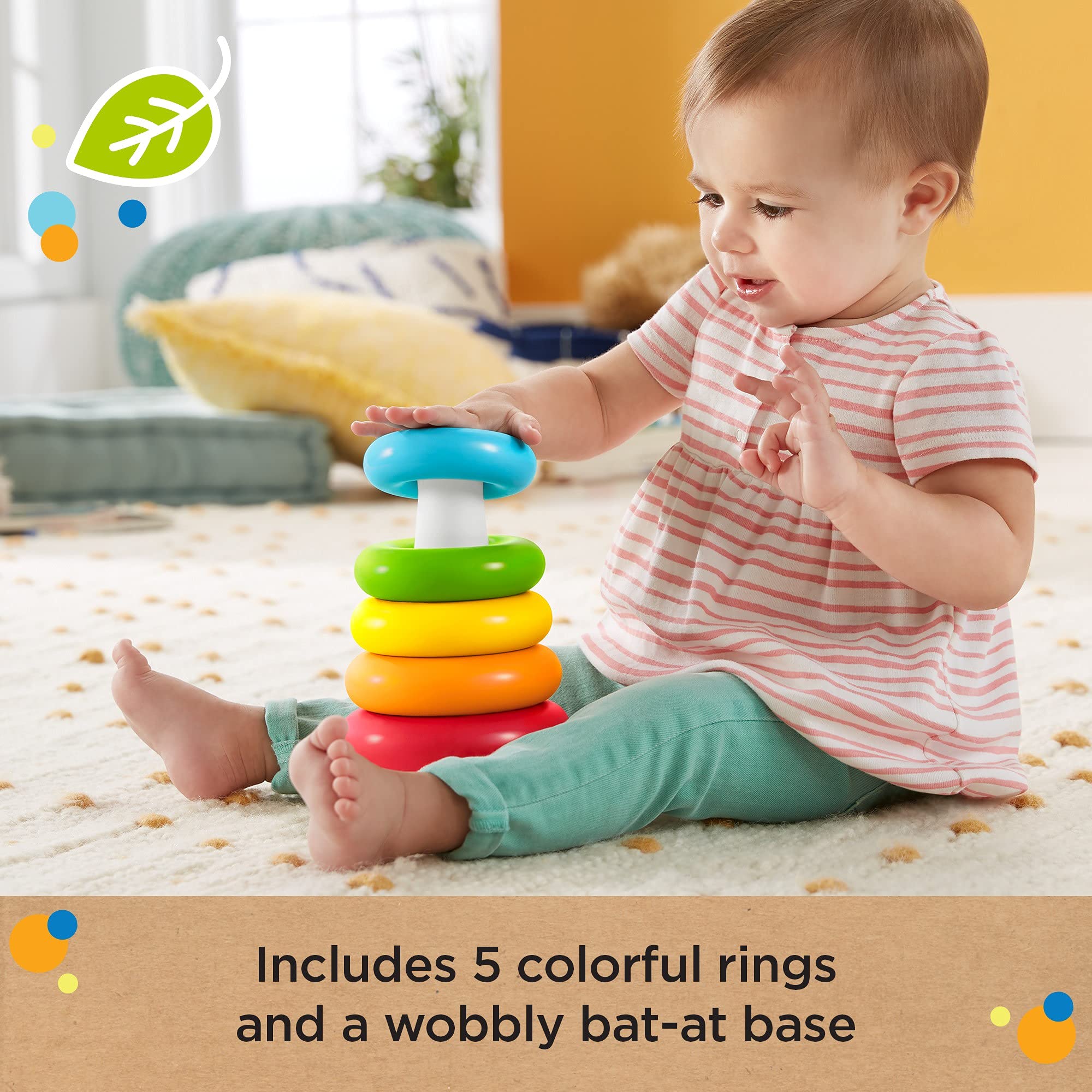 Fisher-Price Eco Rock-a-Stack Stacking Toy | 5 Rings | Ages 6 Months+ 5