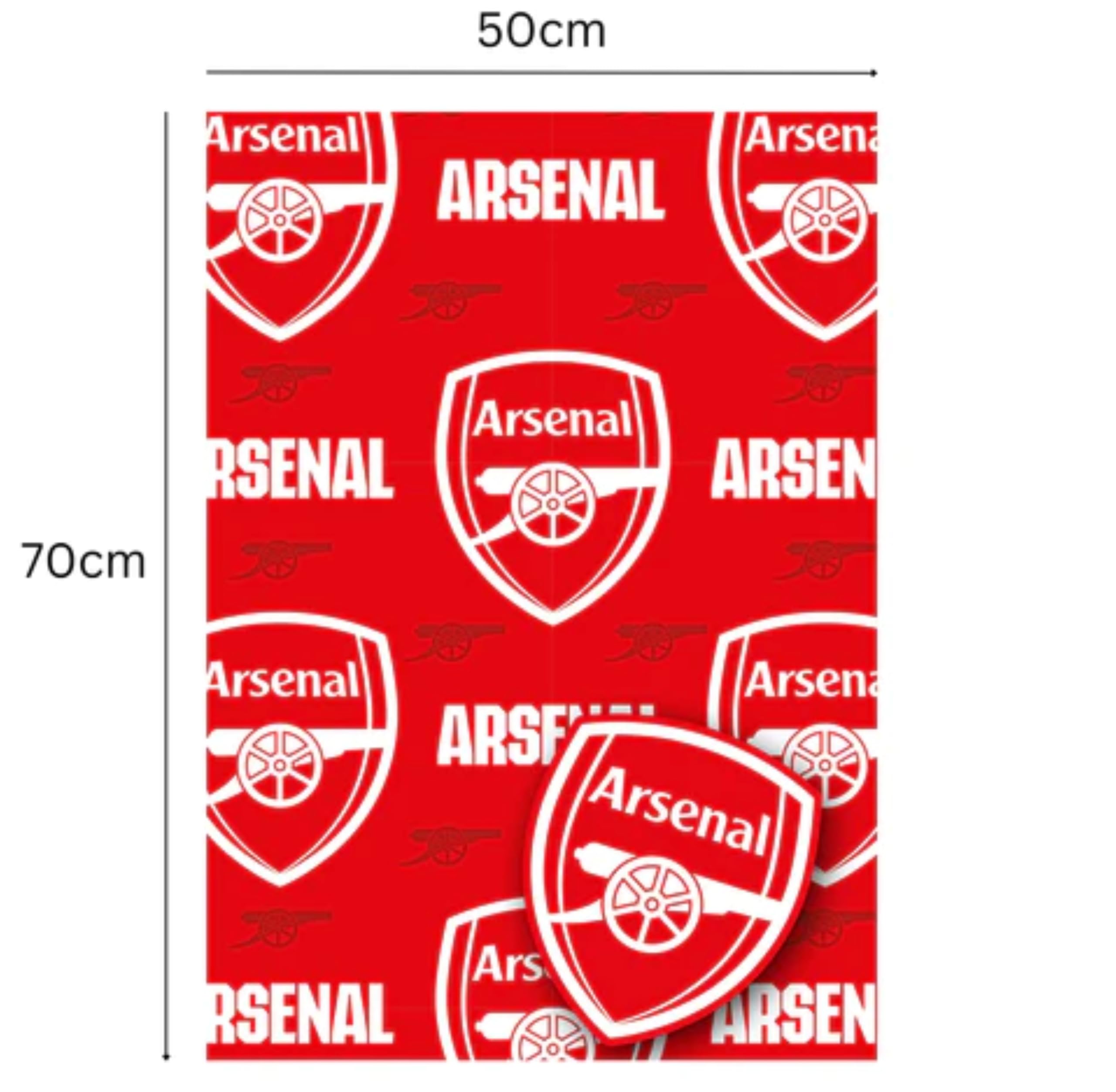 Danilo Promotions LTD Arsenal FC Wrapping Paper - 2 Sheets, 2 Tags | 70x50cm | Red | Glossy Finish 3