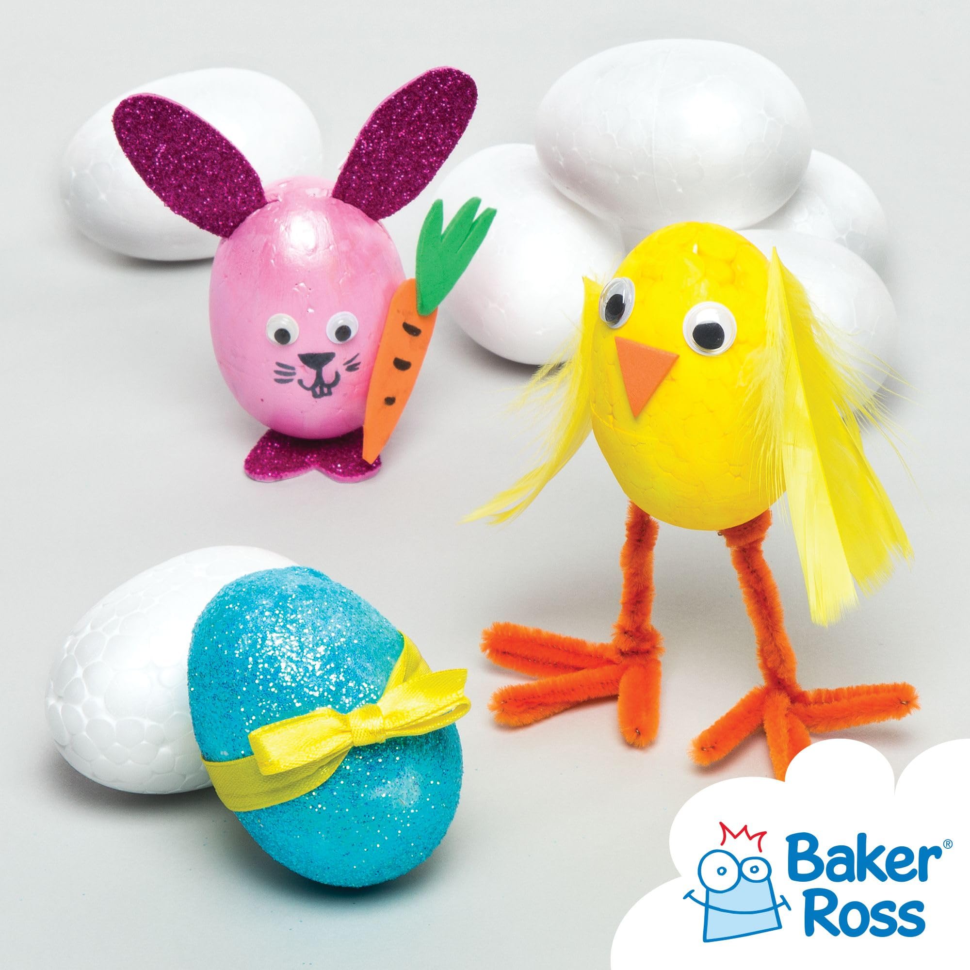 Baker Ross Polystyrene Eggs - Pack of 10, 7cm White Craft Eggs 4