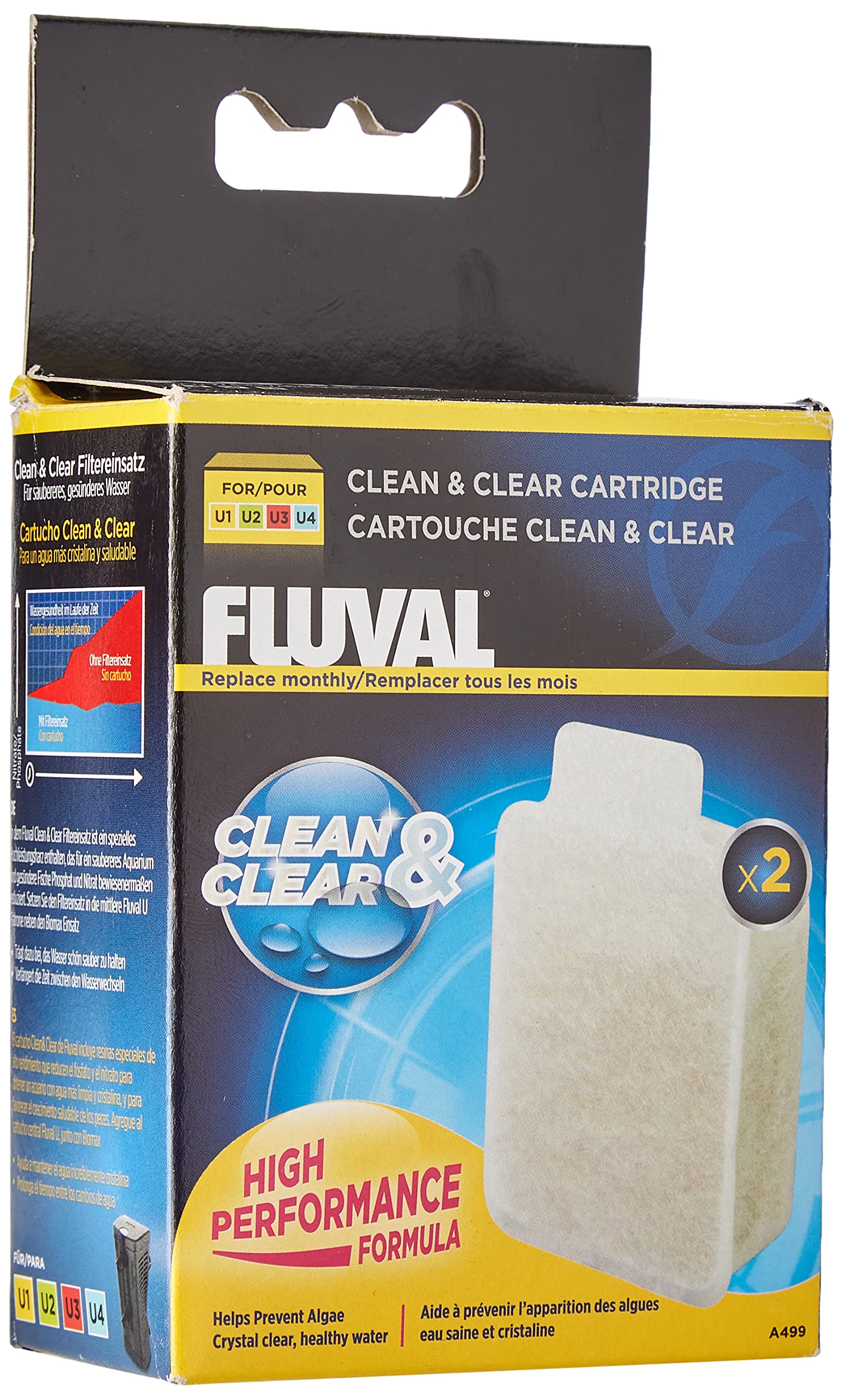 Fluval U Filter Clean & Clear Cartridge - For U1, U2, U3, U4 Filters | 2 Count 1
