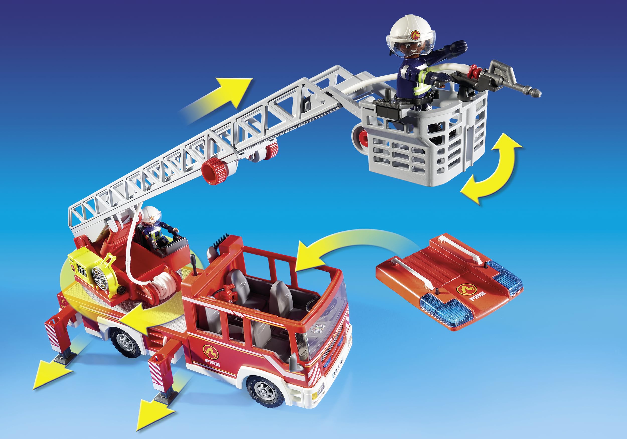 Playmobil City Action 9463 Fire Ladder Unit with Lights, Sounds & Water Pump | Ages 4+ 7